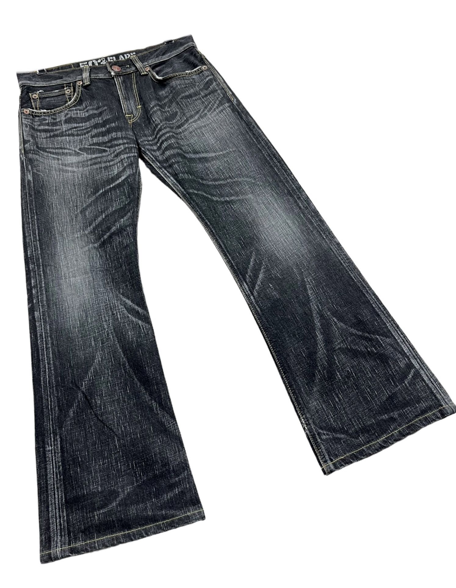 Edwin 🔥DOPE FLARE! VERY RARE Black EDWIN BLUE TRIP Made In JAPAN Size US 29 - 11 Thumbnail