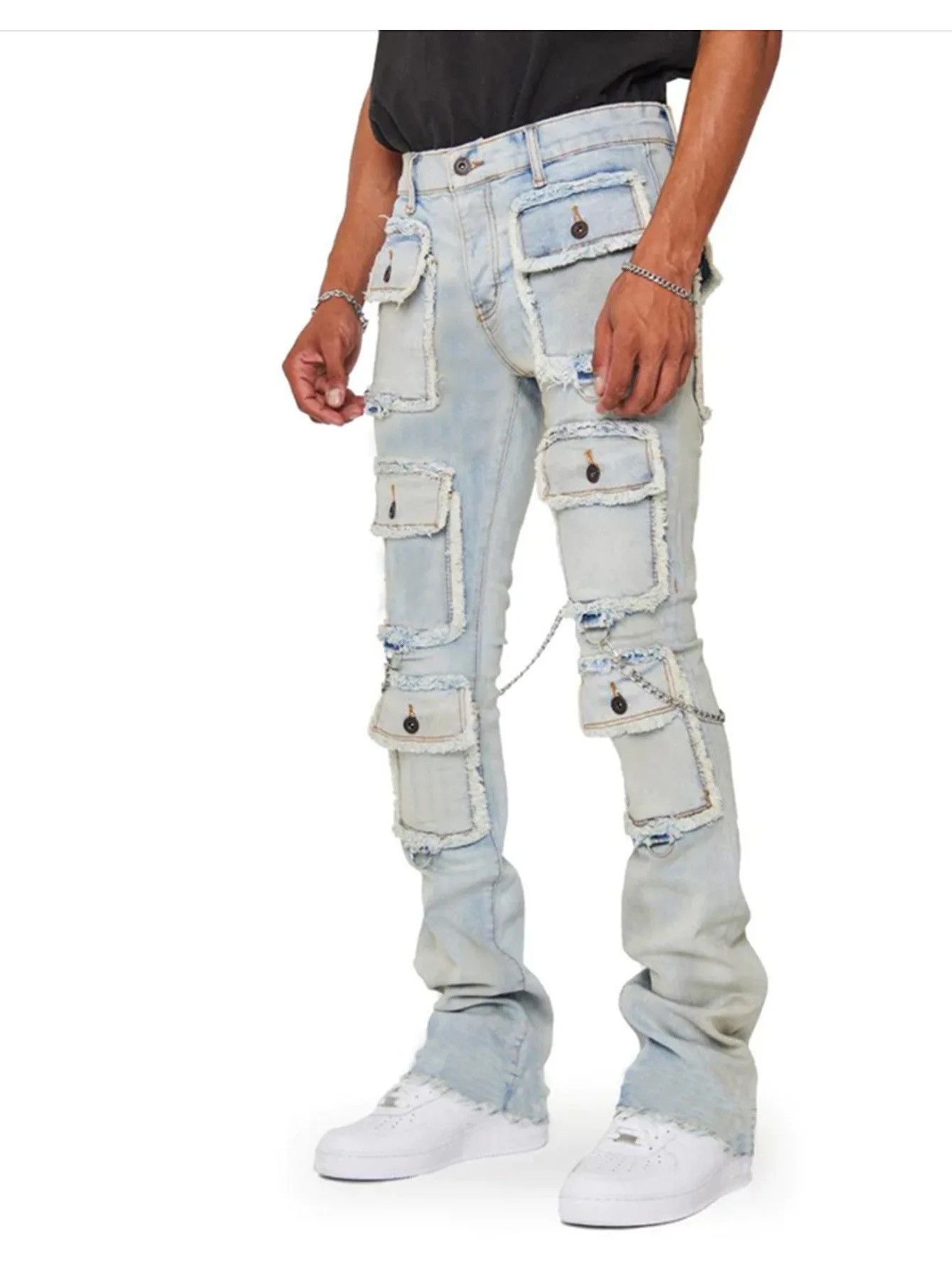 Japanese Brand × Vintage Heavy Industry Multi Pockets Design Denim Cargo Pants Size US 34 / EU 50 - 4 Thumbnail