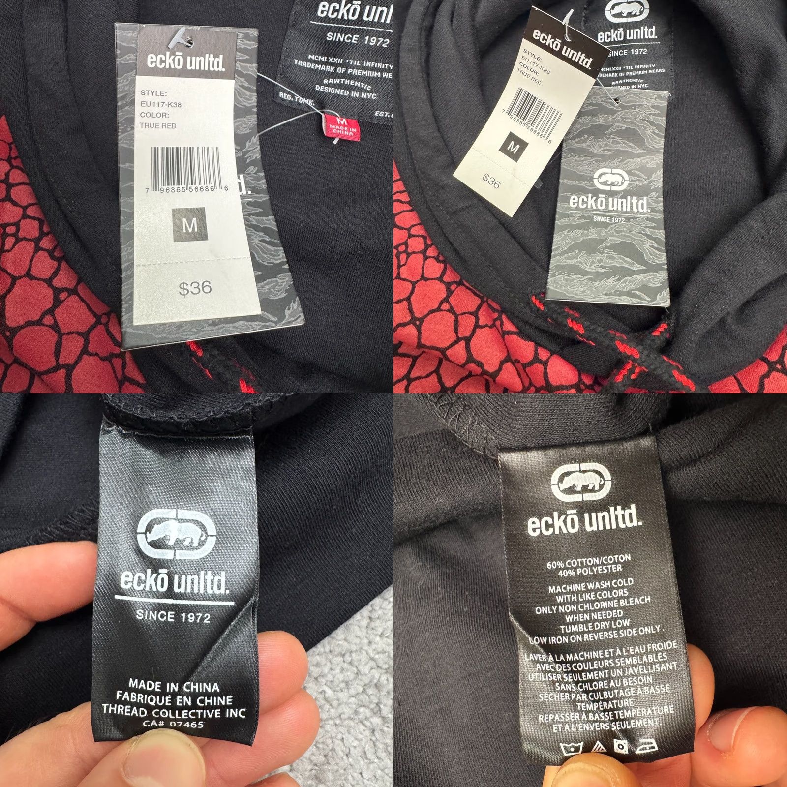 Ecko Unltd. Ecko Unltd Jacket Vest Pullover Hoodie Red Black Ombre Geometric Medium Mens NWT Size US M / EU 48-50 / 2 - 8 Thumbnail