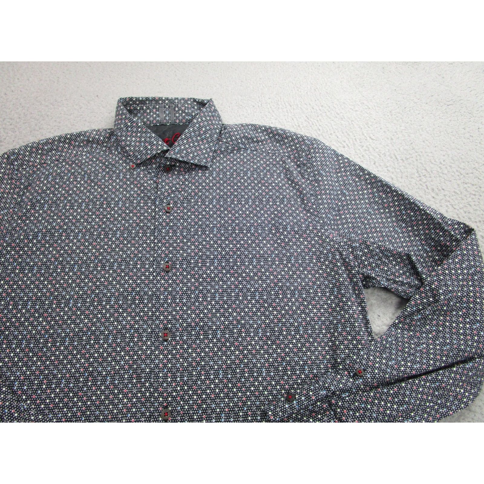 Robert Graham Robert Graham Shirt Mens Large Black Tailored Fit Long Sleeve Button-Up Geometric Cotton-Spandex Mens Size US L / EU 52-54 / 3 - 2 Thumbnail