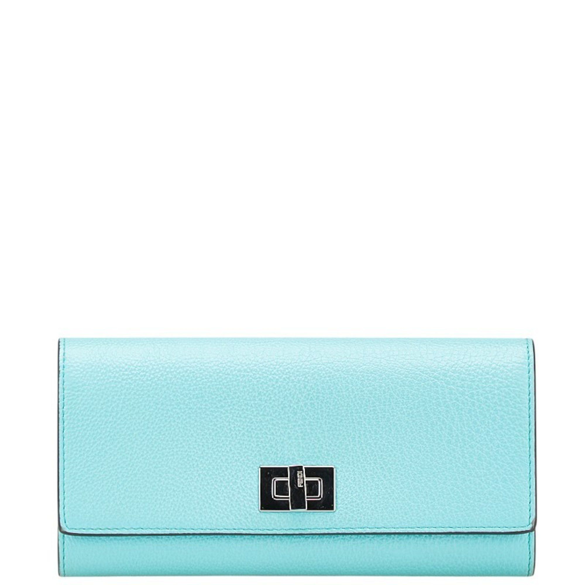 Fendi Fendi Peekaboo Long Wallet 8M0427 Light Blue Leather Women's FENDI Size ONE SIZE - 1 Thumbnail
