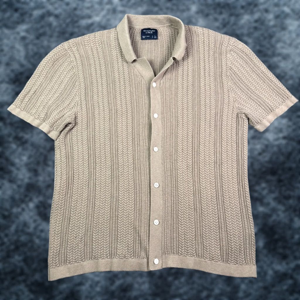 Abercrombie & Fitch Abercrombie & Fitch Shirt Mens L Brown Knit Button-Up Collared Polo Short Sleeve Vintage No Size US L / EU 52-54 / 3 - 1 Thumbnail