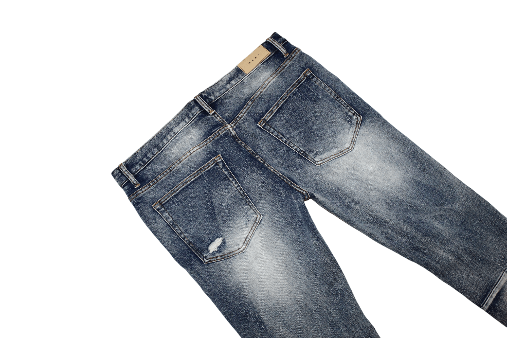 MNML MNML Stretch Slim Fit Distressed Zipper Biker Jeans Size US 38 / EU 54 - 8 Thumbnail