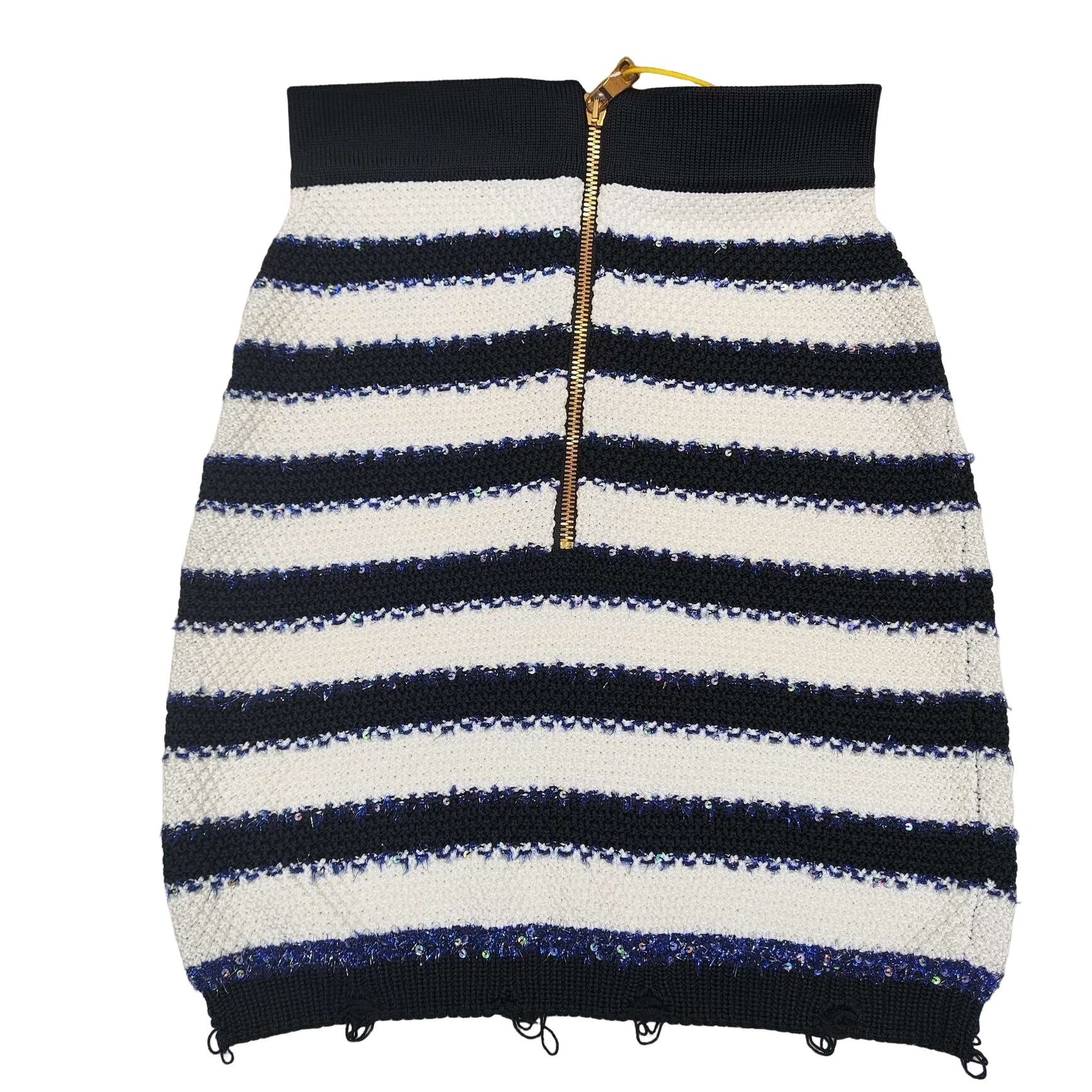 Balmain Balmain Striped Sequin Mini Skirt Size 34 Size 25" / US 0 / IT 36 - 1 Thumbnail
