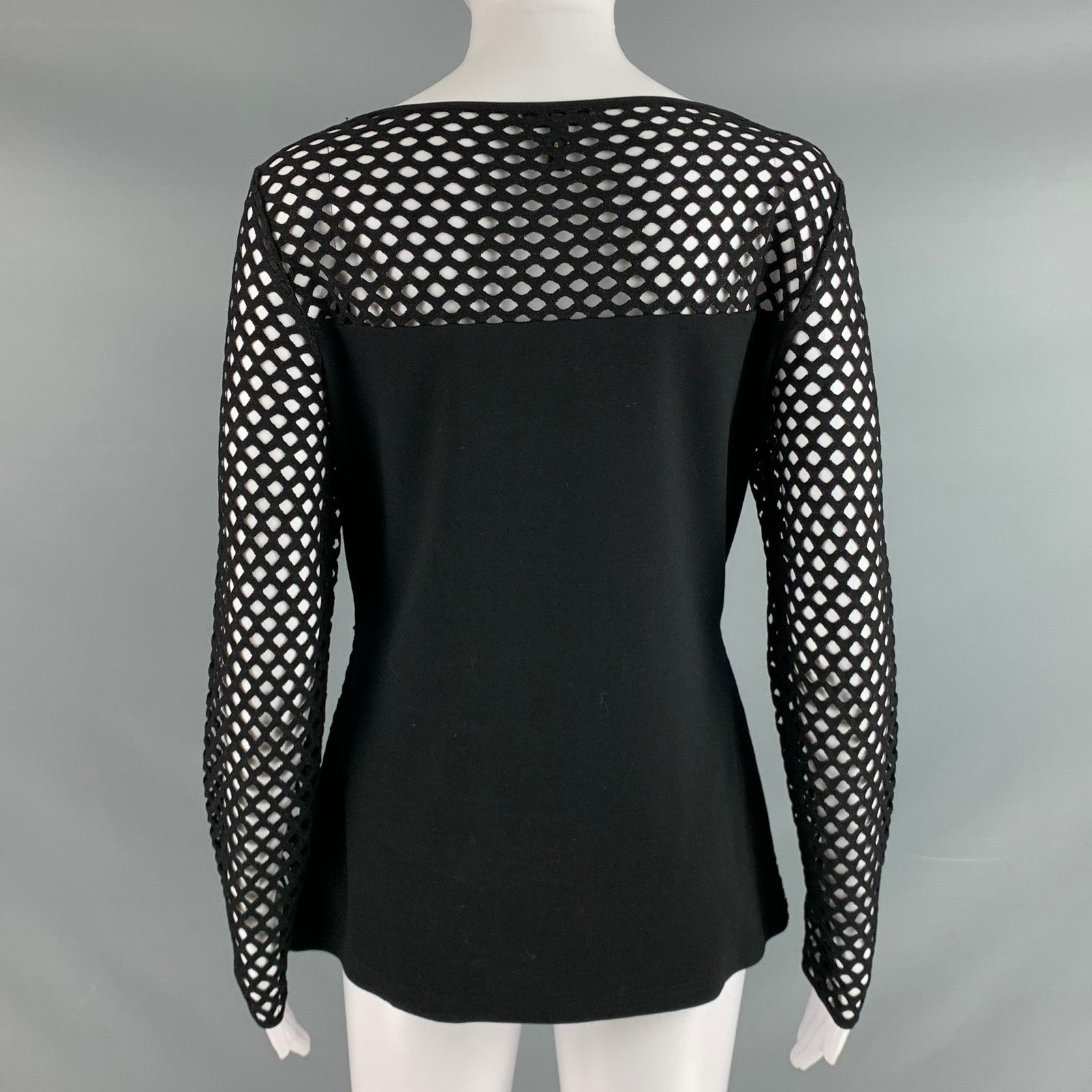 Escada S Black Gold Viscose Polyester Cut Out Long Sleeve Top Size S / US 4 / IT 40 - 4 Thumbnail