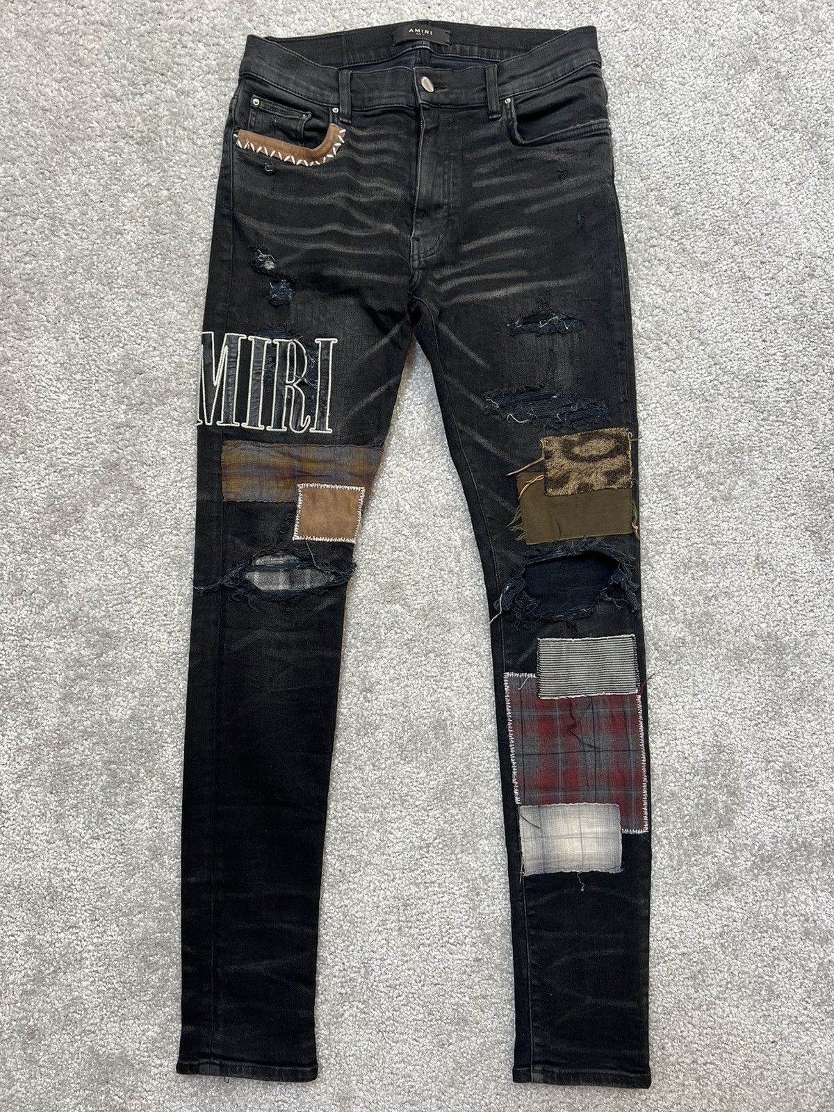 Amiri Amiri Grunge Destroyed Spliced Patch Mx-1 Jeans Size 31 Size US 31 - 1 Thumbnail