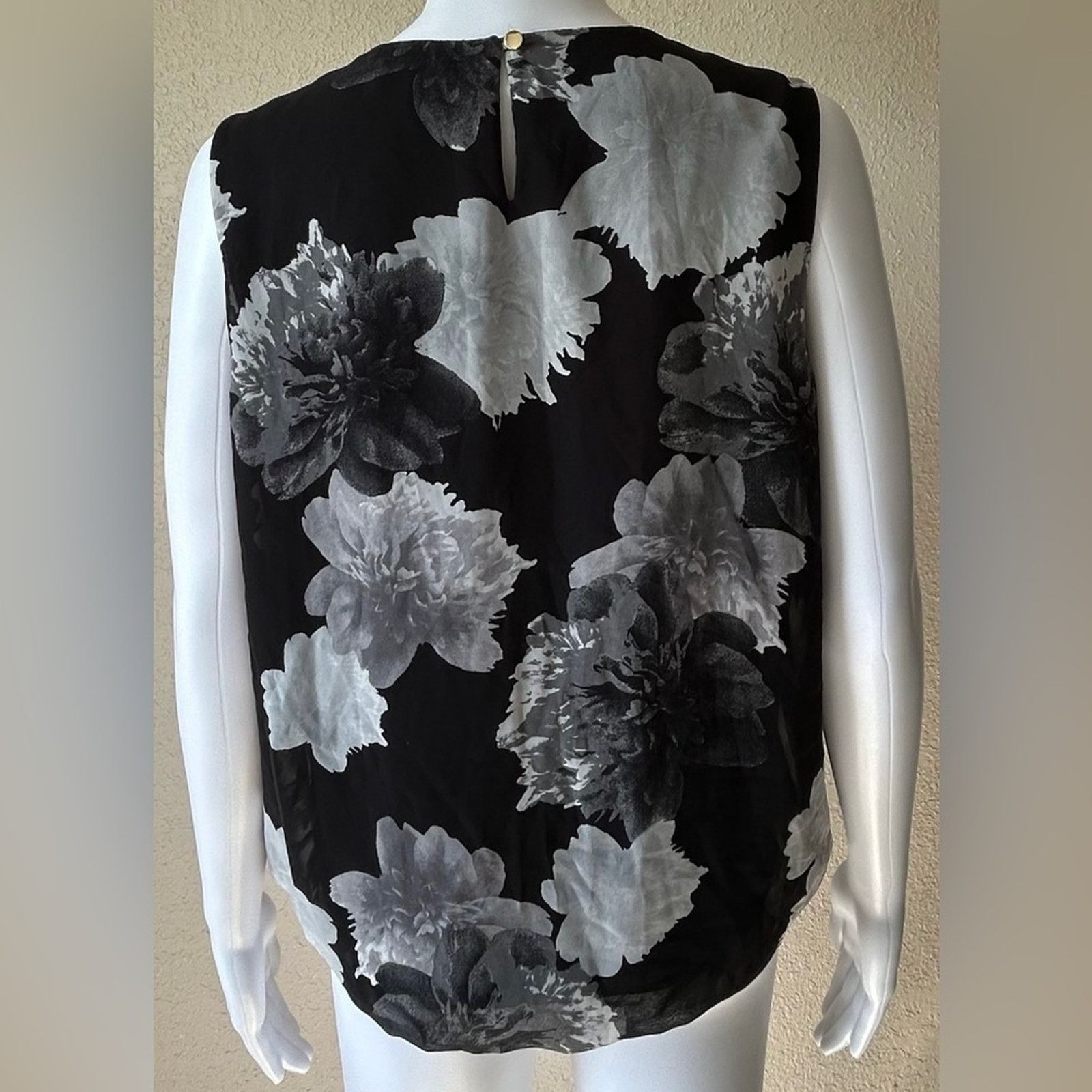 Calvin Klein Calvin Klein | Floral Sleeveless Pleated Tank Top | Medium Size M / US 6-8 / IT 42-44 - 2 Thumbnail