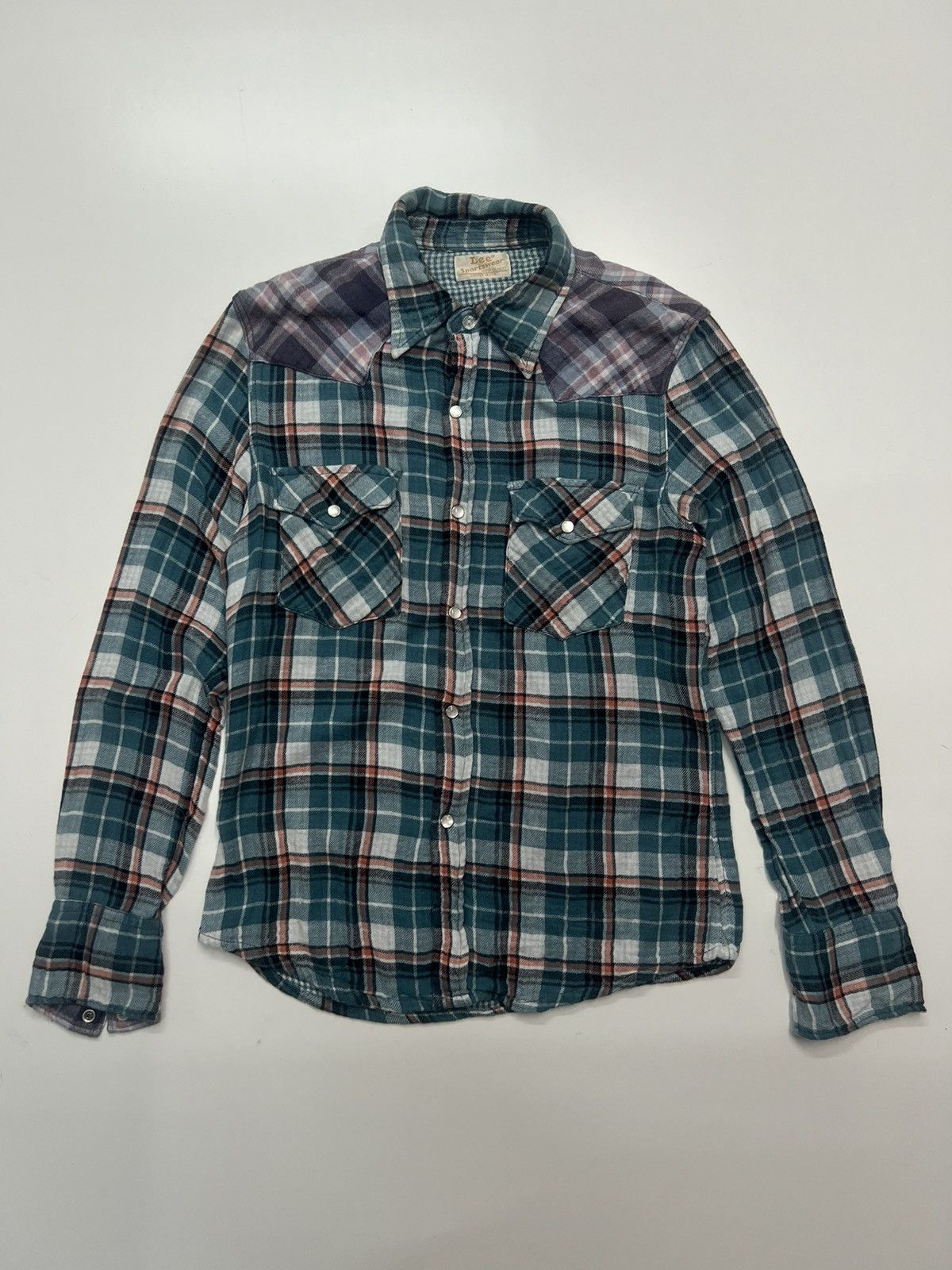 image of Lee Sportwear Union Made Pearl Snap Button Flannel in Blue, Men's (Size Small)