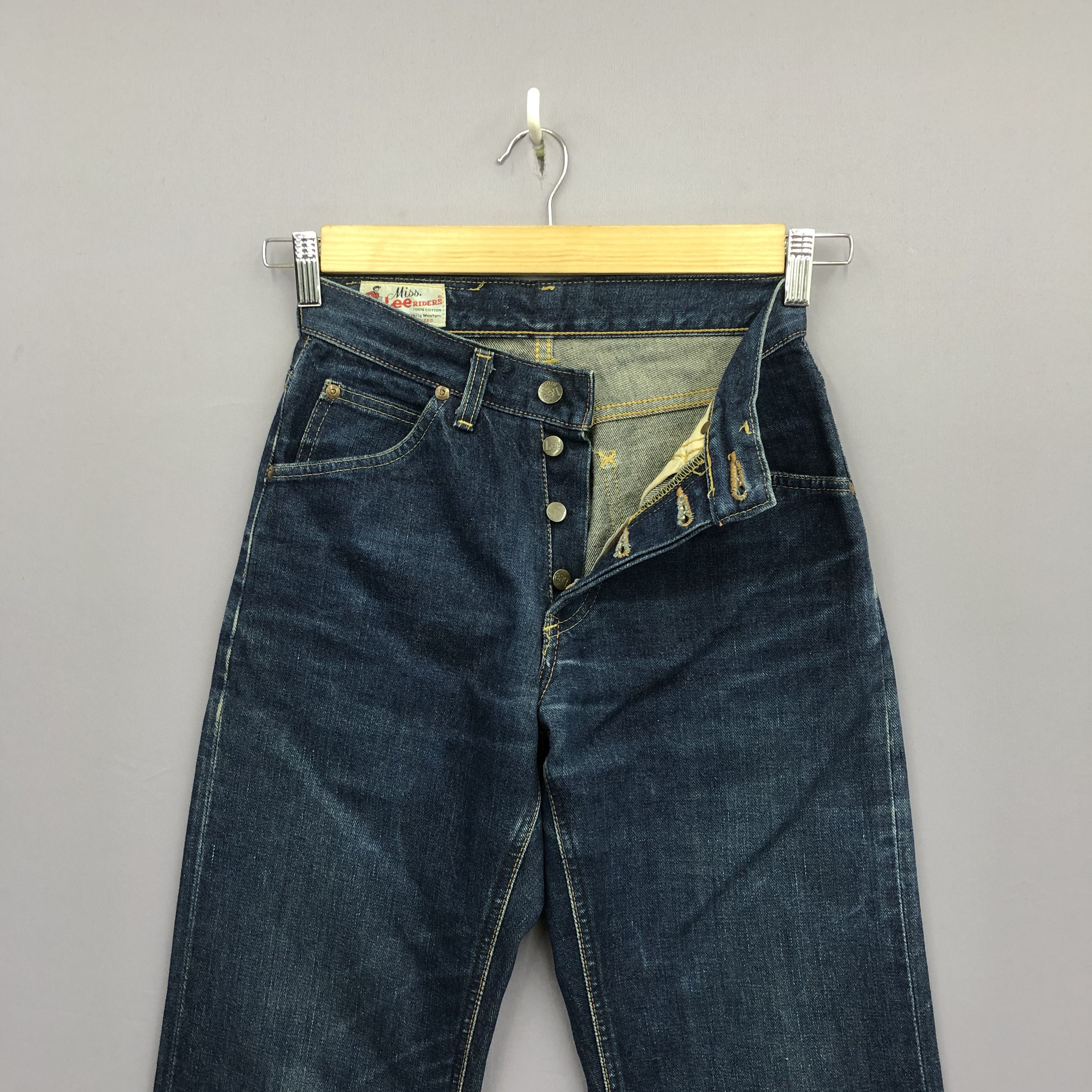 Lee Vintage 80s Lee Rider Selvedge Jeans Faded Light Wash Denim Size 24" / US 00 / IT 34 - 6 Thumbnail