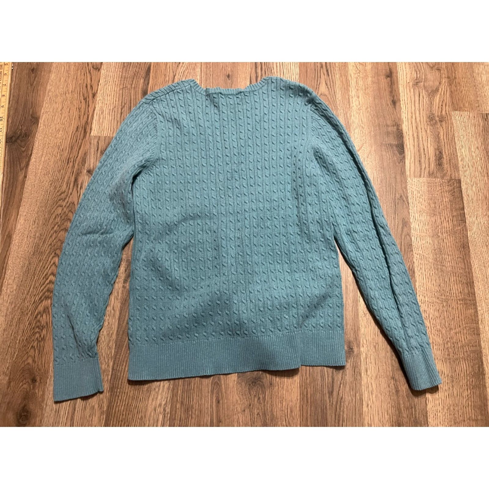 Lands' End Lands' End Sweater Women's Size Small Blue/Green Pullover V-neck Knit Regular Casual Vintage Not N/A Size S / US 4 / IT 40 - 2 Thumbnail