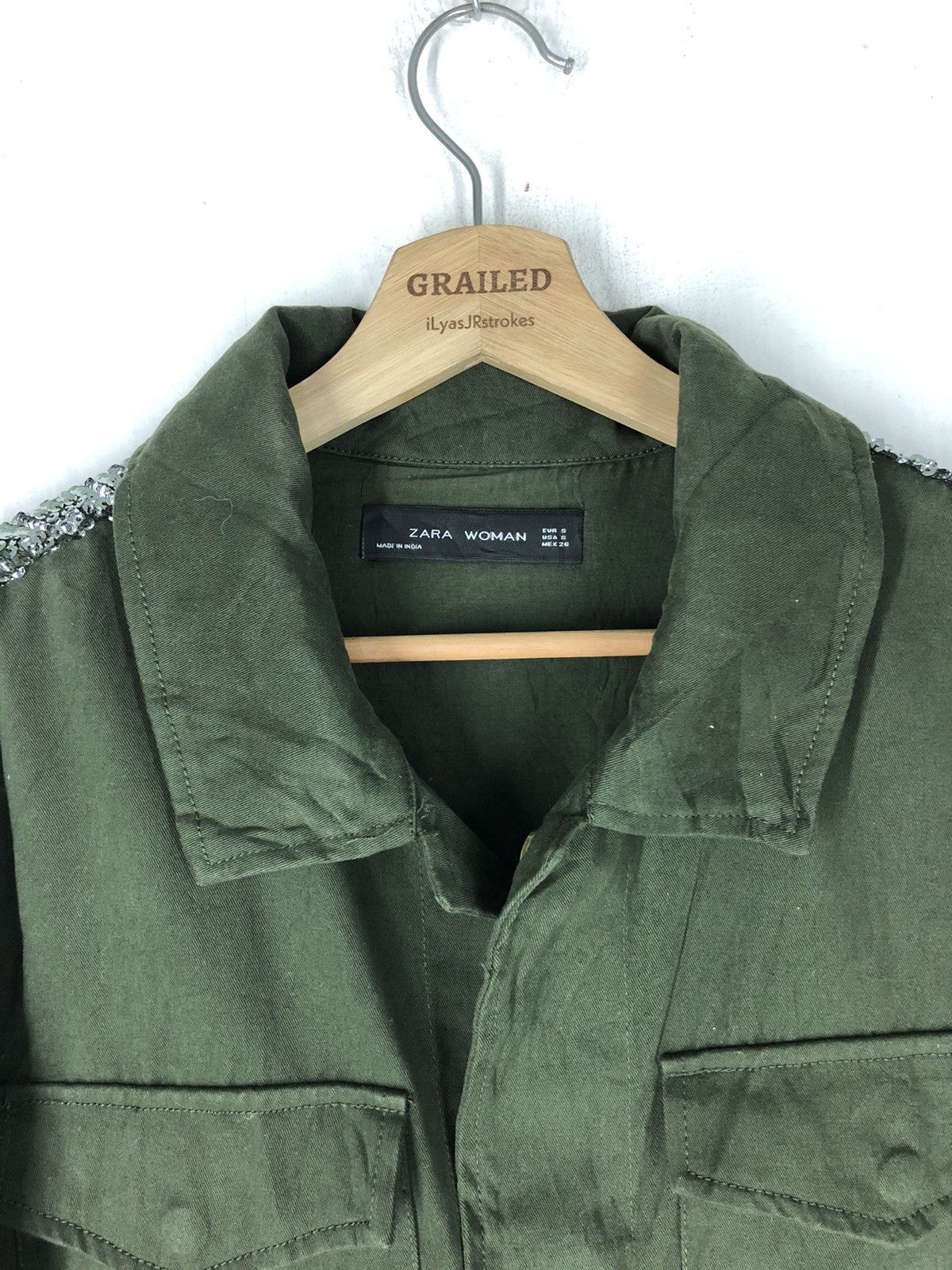 Zara Zara Ombré Seguin Motorcycle Patch Embroidered Army Jacket Size US S / EU 44-46 / 1 - 13 Thumbnail