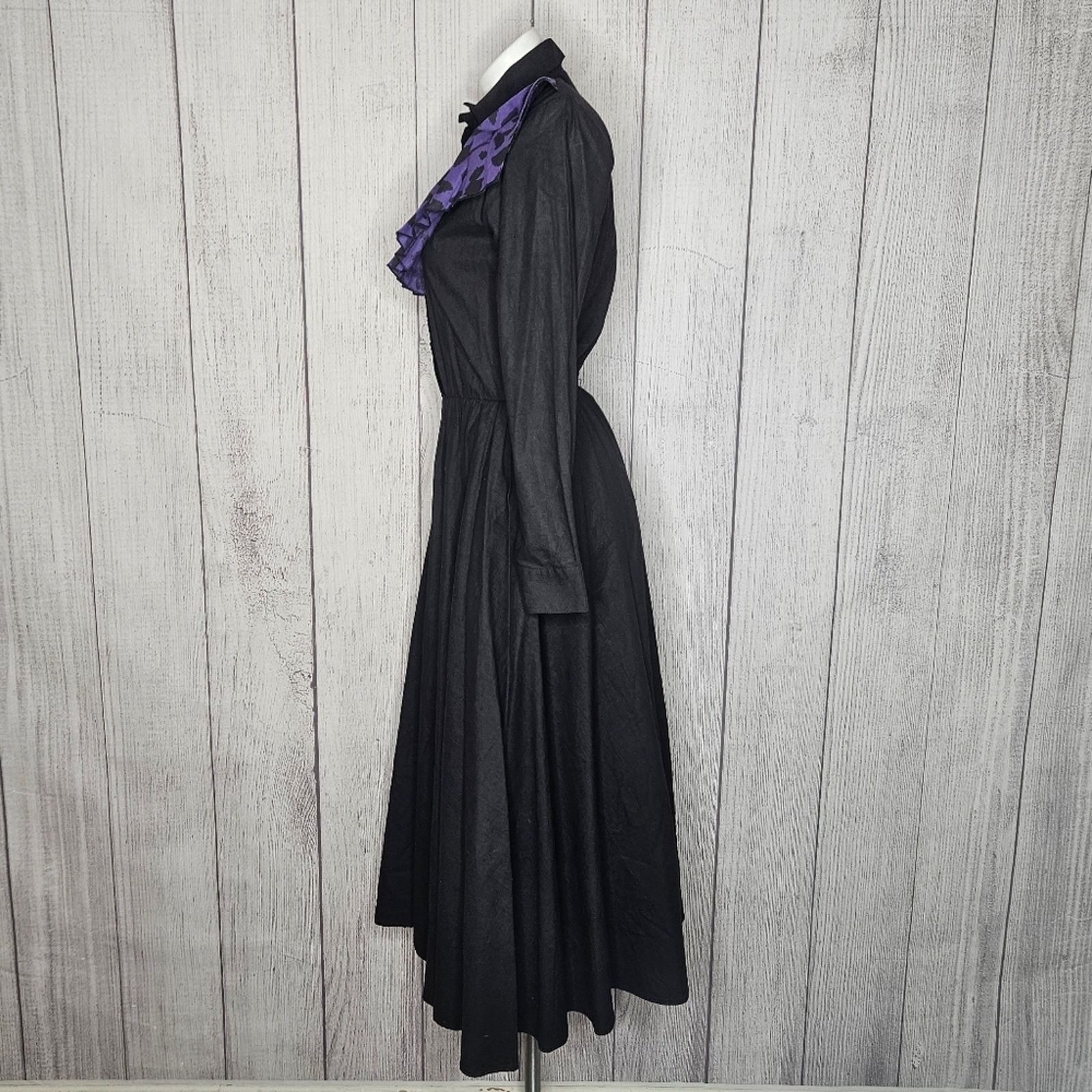 Vintage VTG 80s 90s Lilia Smith Purple & Black Western Shirt Dress Size S / US 4 / IT 40 - 3 Thumbnail