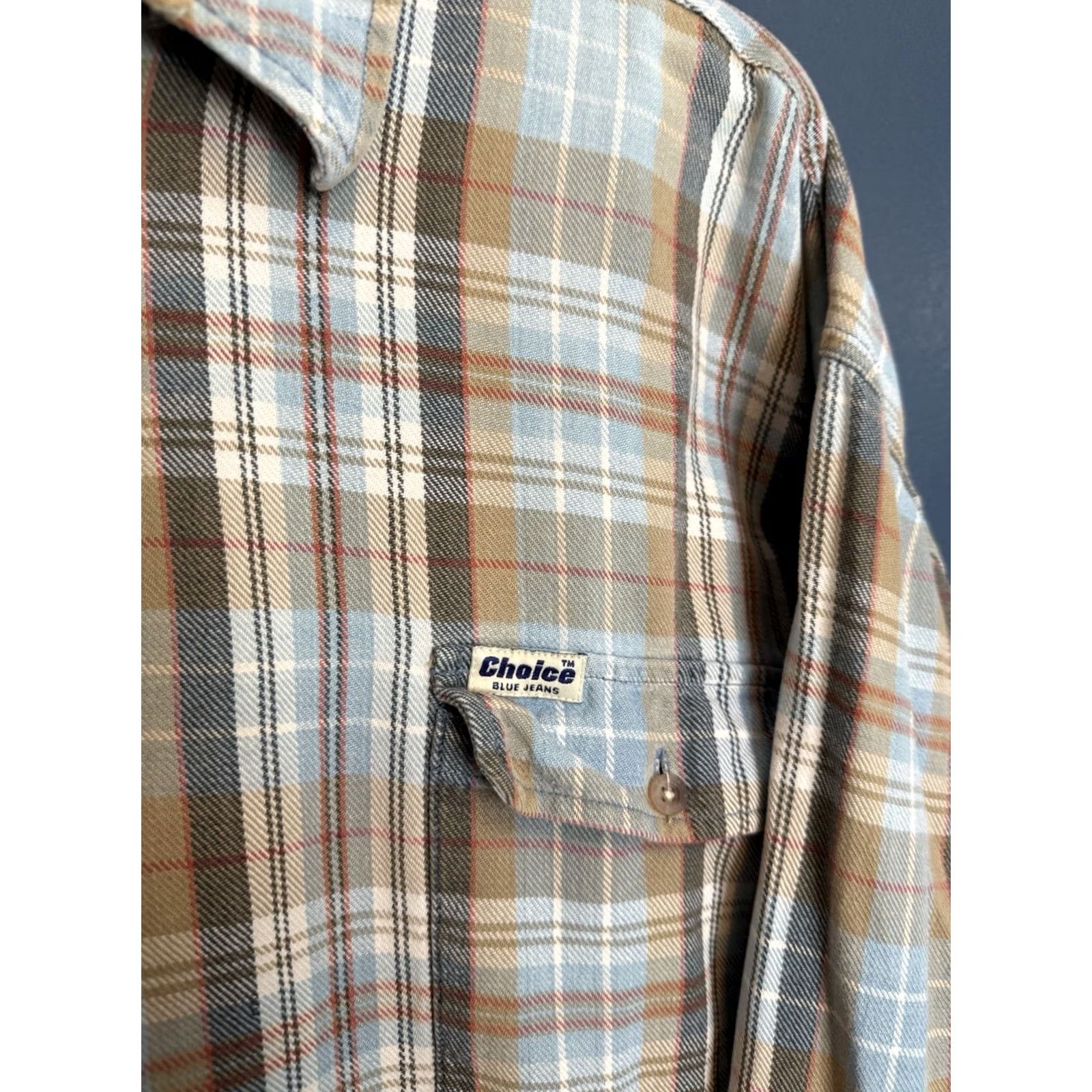 Vintage VINTAGE 90s Choice Blue Jeans Plaid Cotton Men’s XL Cowboy Button-Up Flannel Zip Shirt Size US XL / EU 56 / 4 - 3 Thumbnail