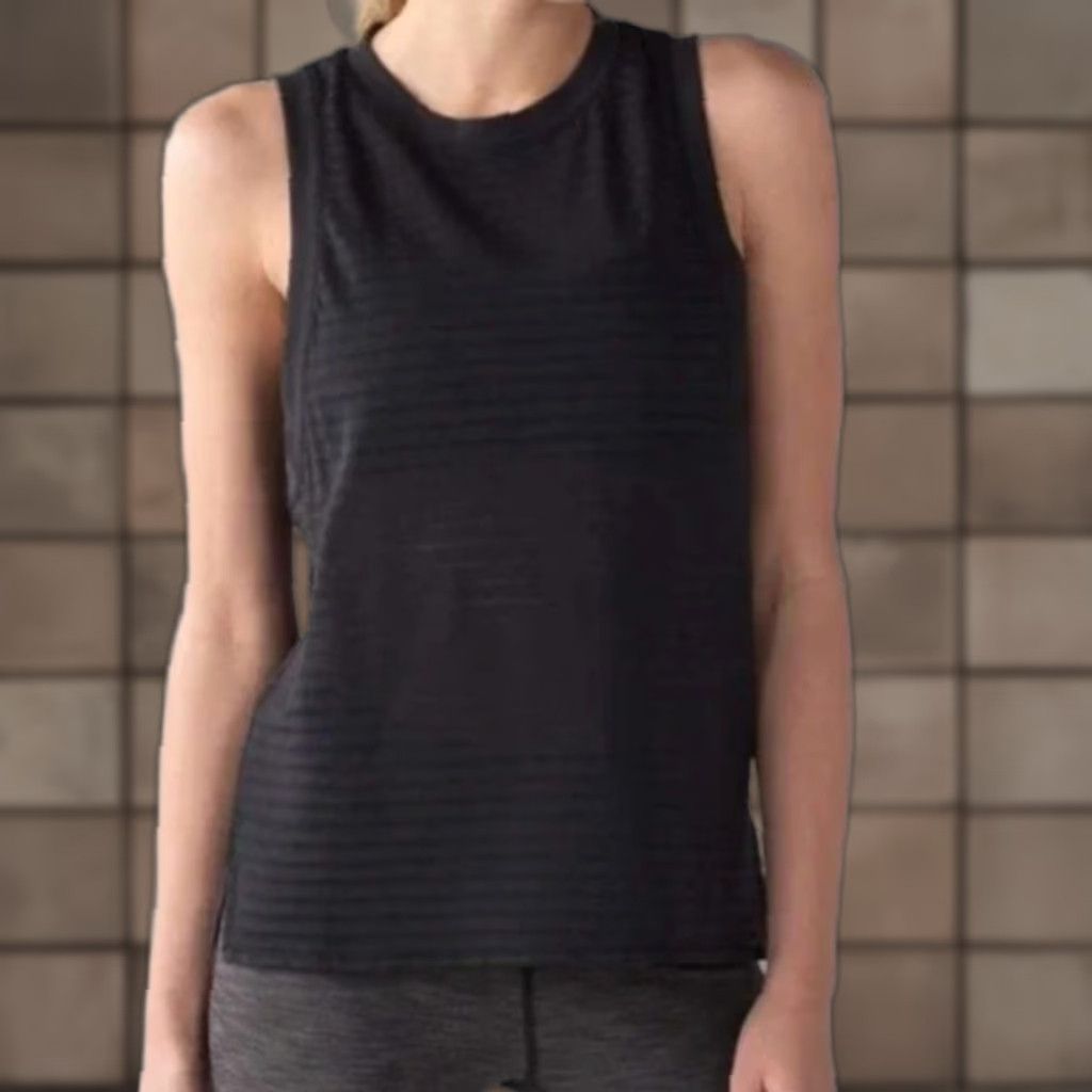 Lululemon Lululemon Womens Tank 6 Black Uncovered Muscle Sheer Stripe Size ONE SIZE - 1 Thumbnail