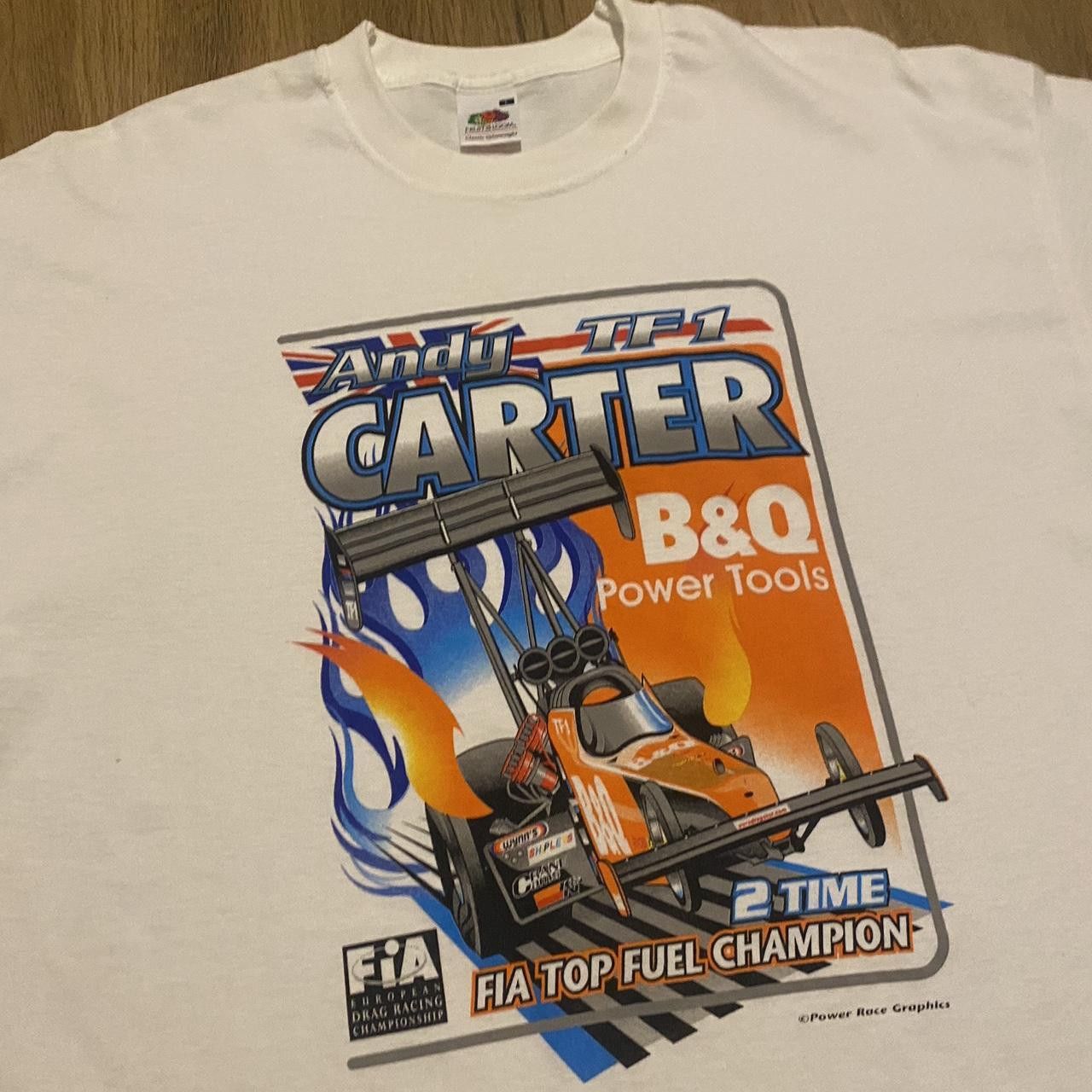Fruit Of The Loom White Nascar racing tee racing Andy Carter Vintage Size US L / EU 52-54 / 3 - 2 Thumbnail