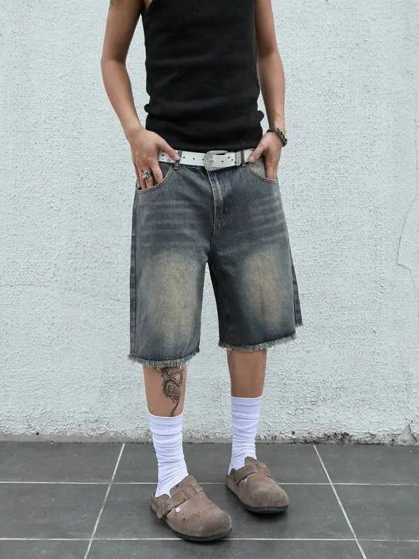 Jean Koyama x Miho Jorts Vintage Washed Distressed Denim Size US 32 / EU 48 - 3 Thumbnail