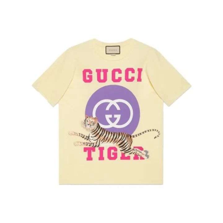 GUCCI タイガー Tシャツ イエロー GUCCI(グッチ) / タイガー＆ロゴ コットン Tシャツ XL コットン