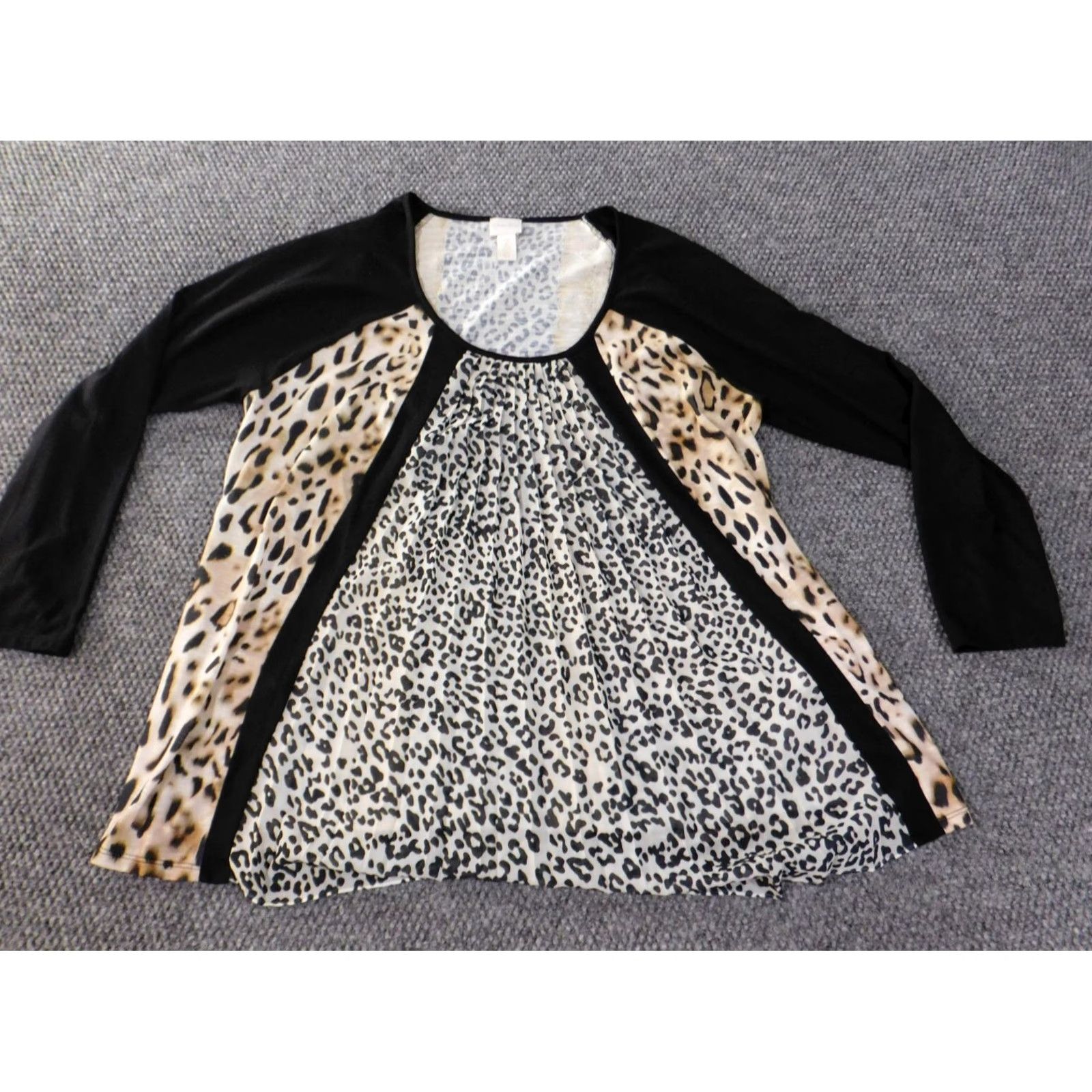Vintage Chicos Blouse Shirt Women 2 Brown Animal Print Polyester Round Neck Long Sleeve Pullover Casual Regular Size 2 2 Size XS / US 0-2 / IT 36-38 - 4 Thumbnail