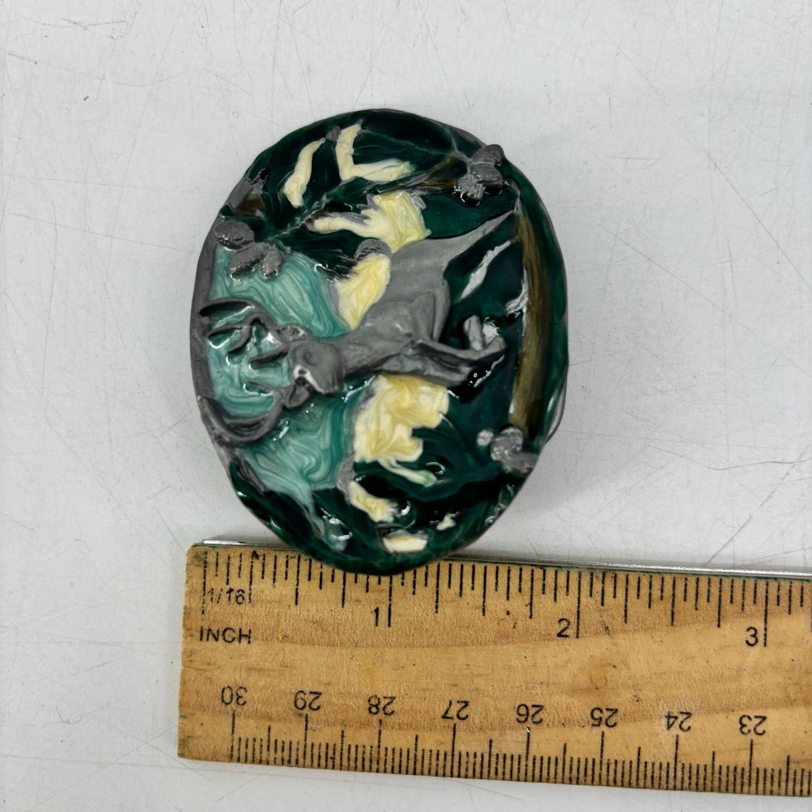 Vintage Great American Belt Buckle Jumping Deer Forest Woods Hunting Size ONE SIZE - 4 Thumbnail
