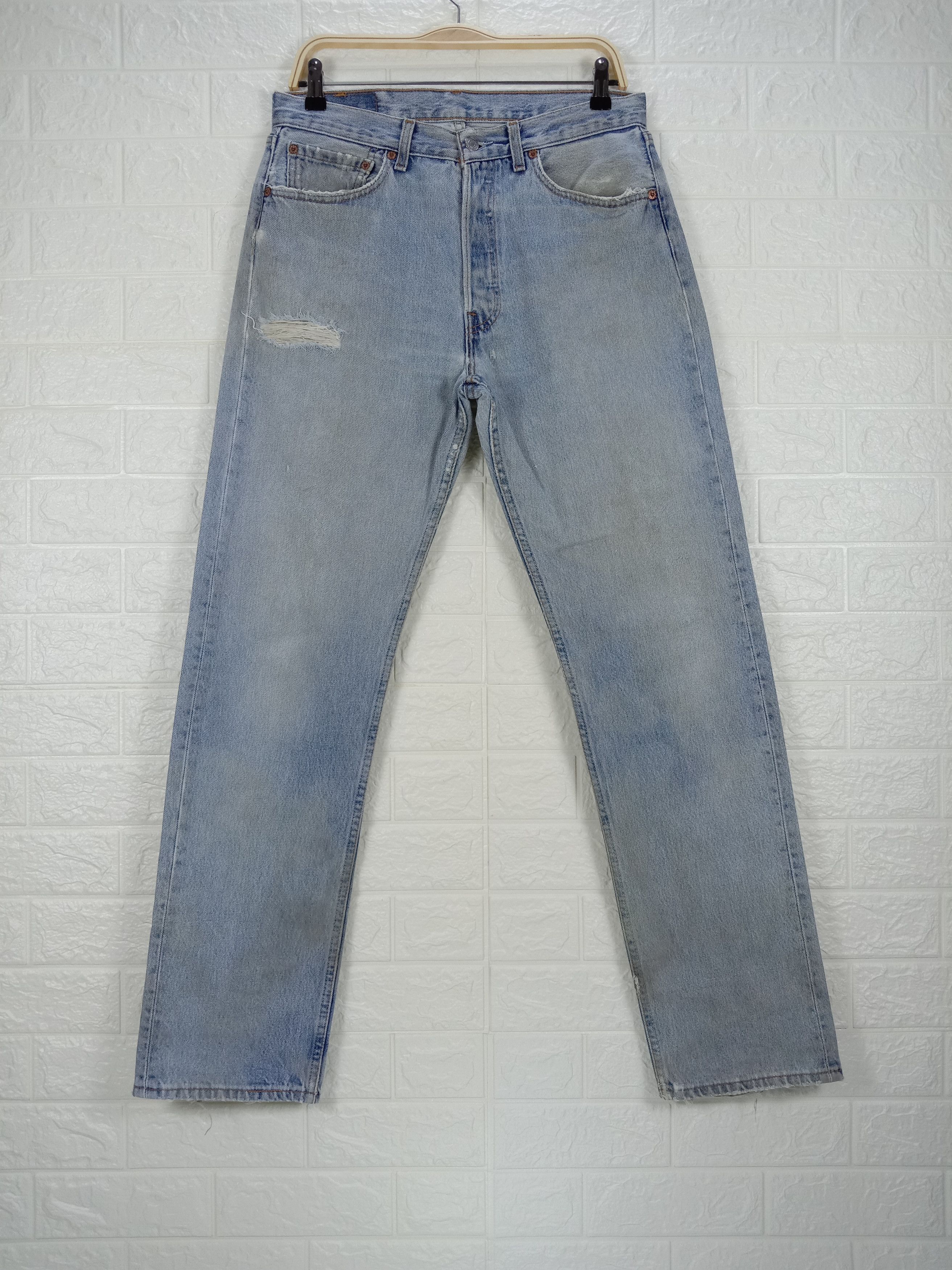 Vintage 90s Levi's 501 Jeans Light Wash Distressed Denim