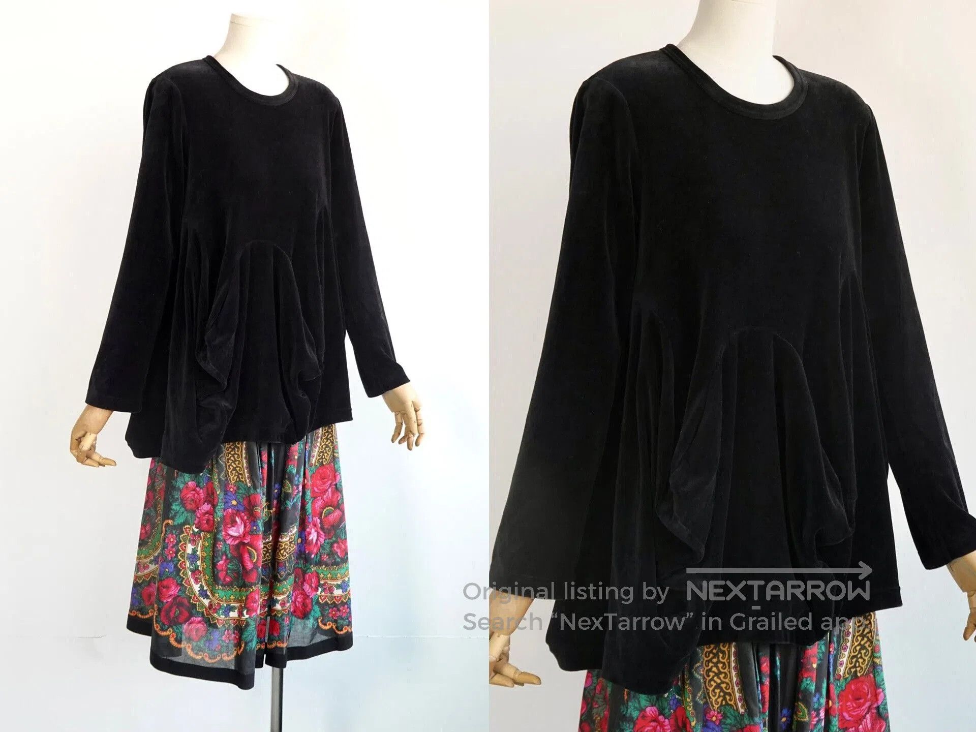CDG by Comme des Garcons Black Velvet Volume Structure Top. Size S / US 4 / IT 40 - 2 Thumbnail