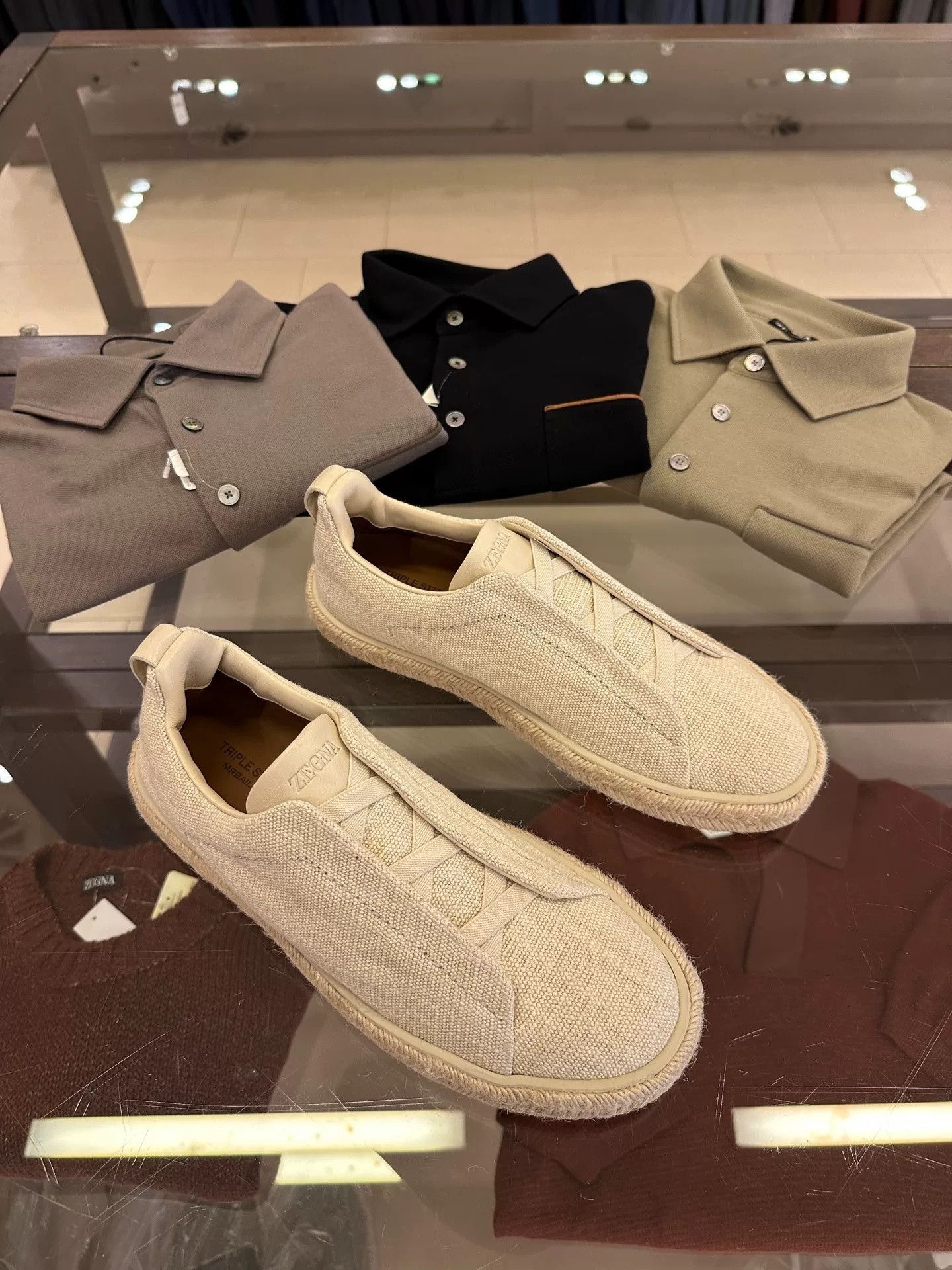 Ermenegildo Zegna Zegna Triple Stitch Beige Men's Sneakers Size US 8.5 / EU 41-42 - 2 Thumbnail