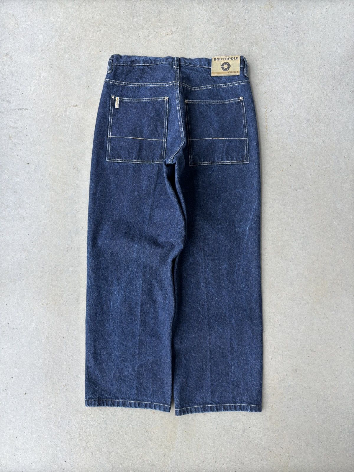 Southpole Vintage Y2K Southpole Dark Wash Embroidered Wide Leg Pants Size US 35 - 2 Thumbnail