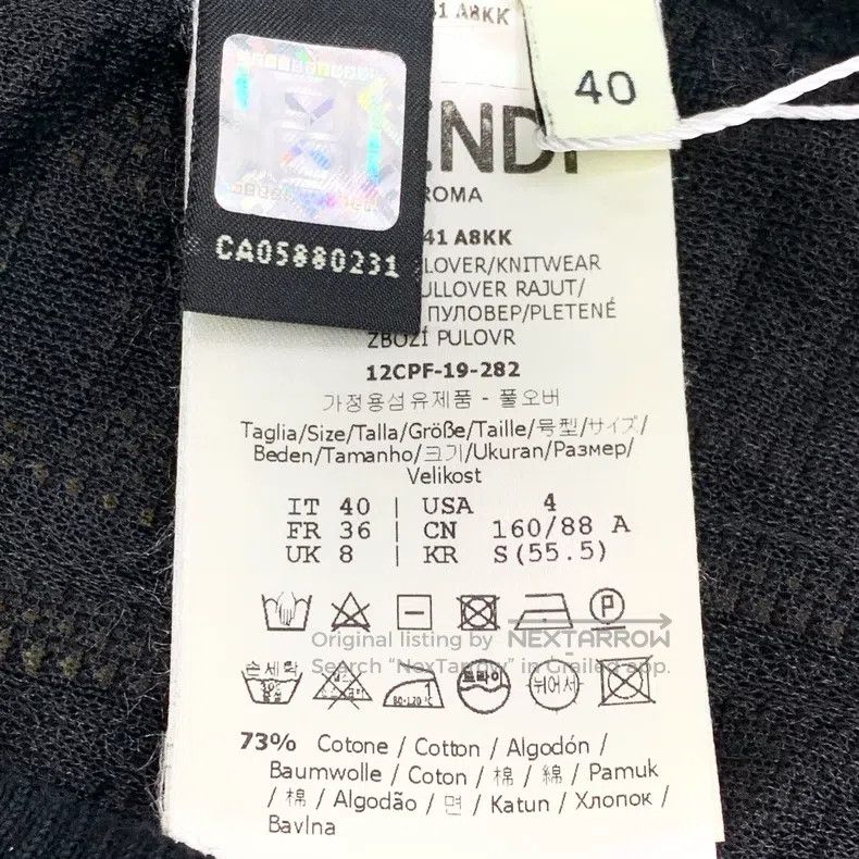 Fendi Fendi Black Logo Relief Full-Print Cotton Round Neck Long Size XS / US 0-2 / IT 36-38 - 6 Thumbnail