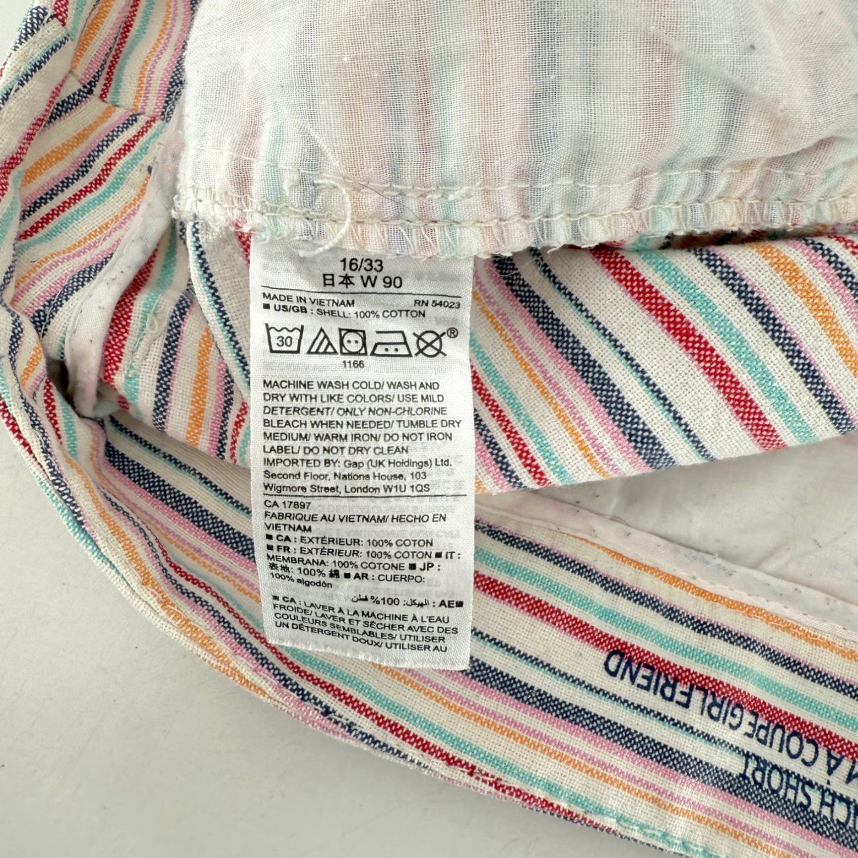 Gap GAP Girlfriend 3 Inch Striped Shorts Womens US 16 / 33 Multicolor Chino 100% Cotton Twill Beach Casual Summer Womens Size 38" / US 16 / IT 52 - 4 Thumbnail