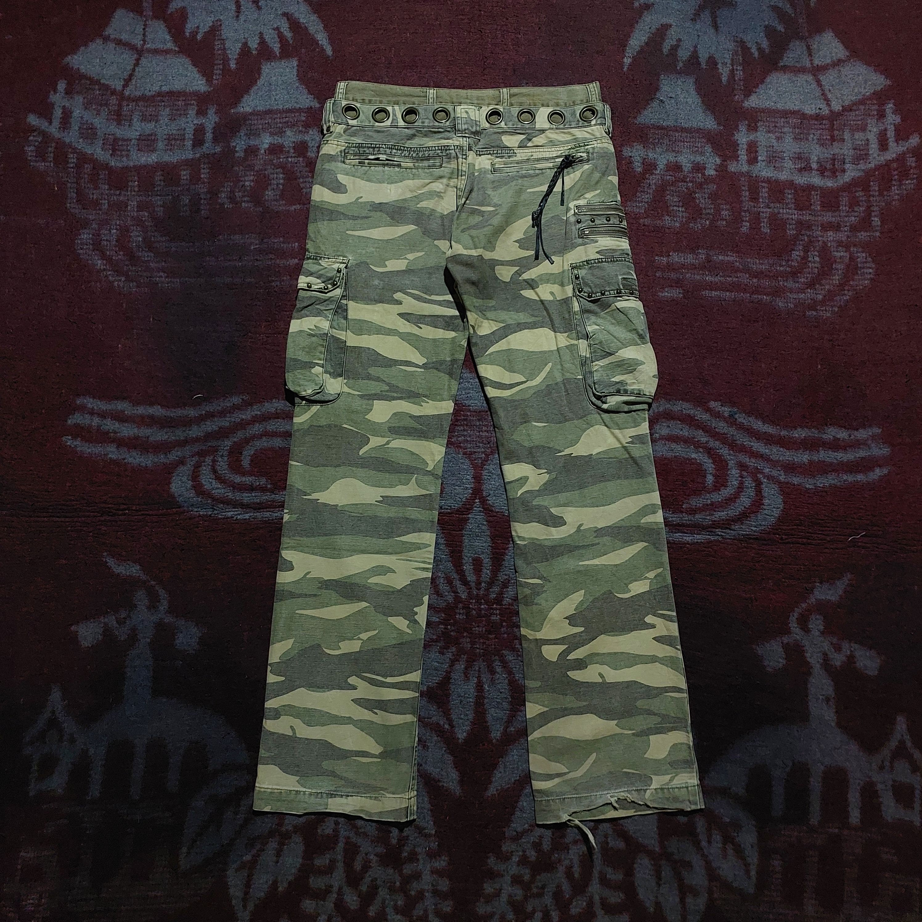 In The Attic 🔥rare In the attic camo double waist flare cargo pants Size US 32 / EU 48 - 4 Thumbnail