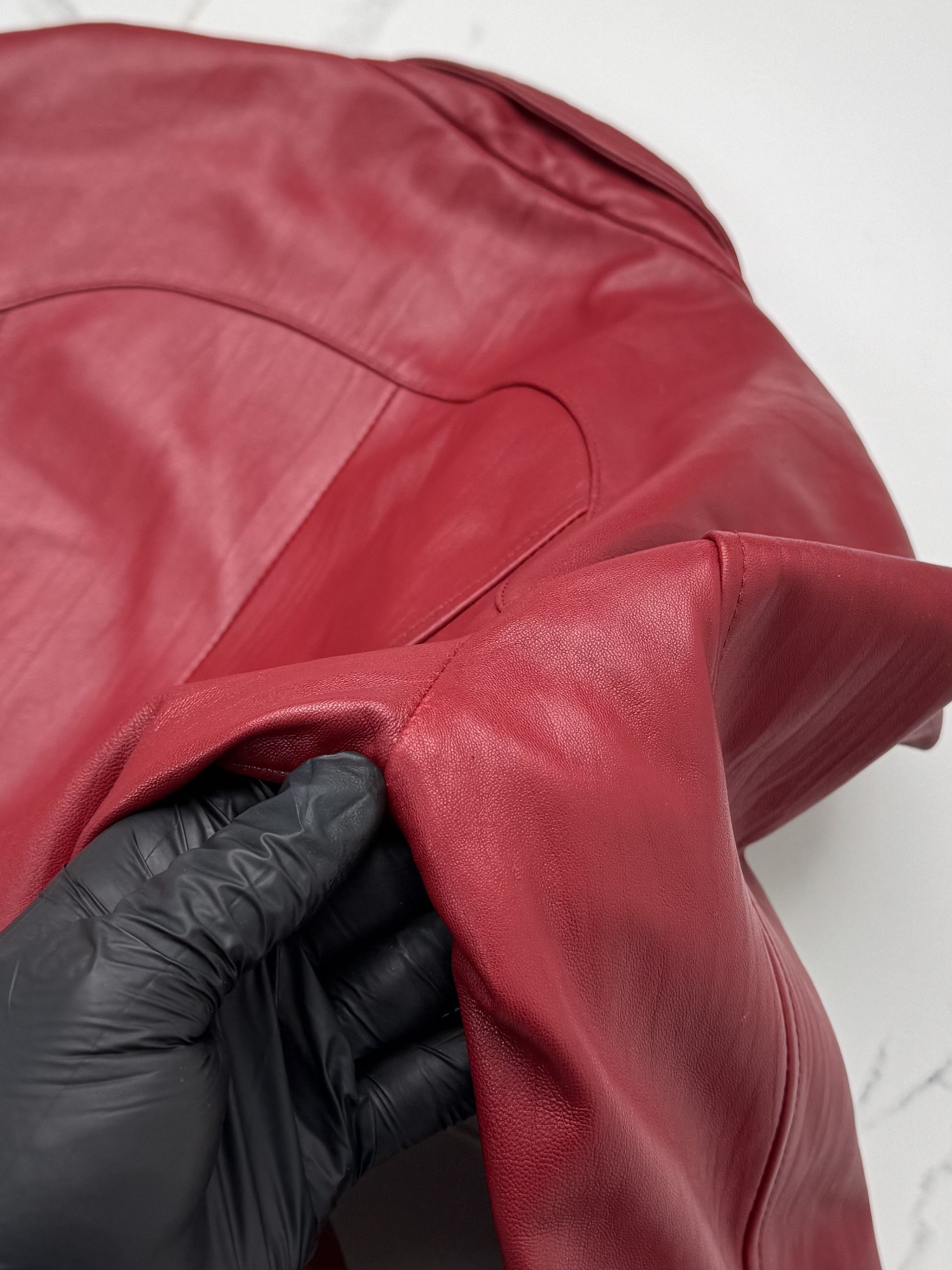 Vintage Women Red Leather Jacket Y2K Vintage Fitted Zip Up Style Size S / US 4 / IT 40 - 17 Thumbnail
