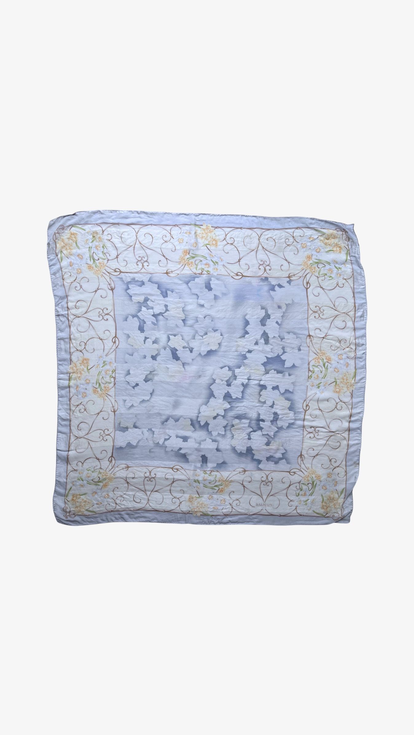 Balmain Vintage 90s Pierre Balmain Abstract Floral Print Silk Scarf Size ONE SIZE - 1 Thumbnail
