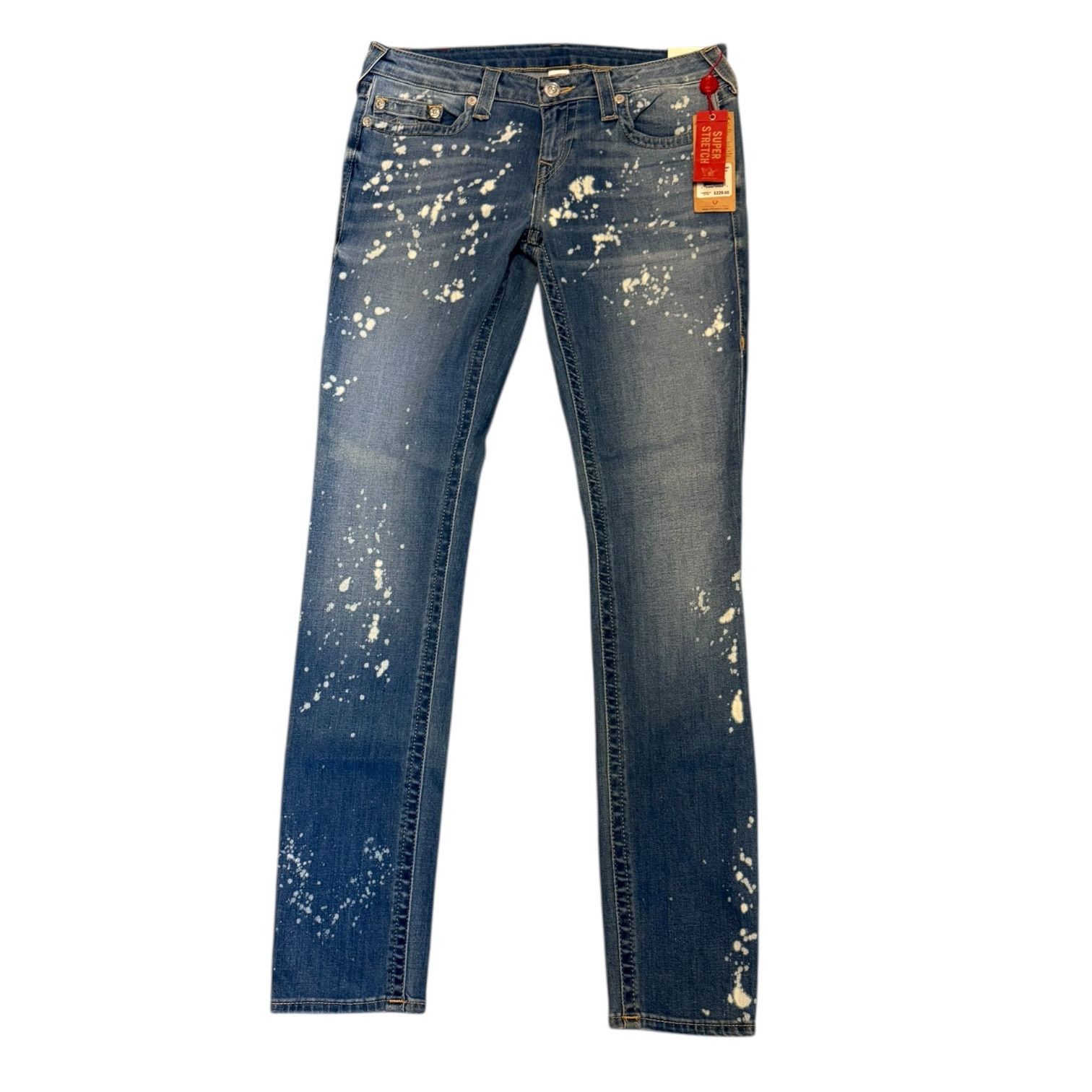 True Religion $225 Skinny Bleach Super Stretch Jeans 32