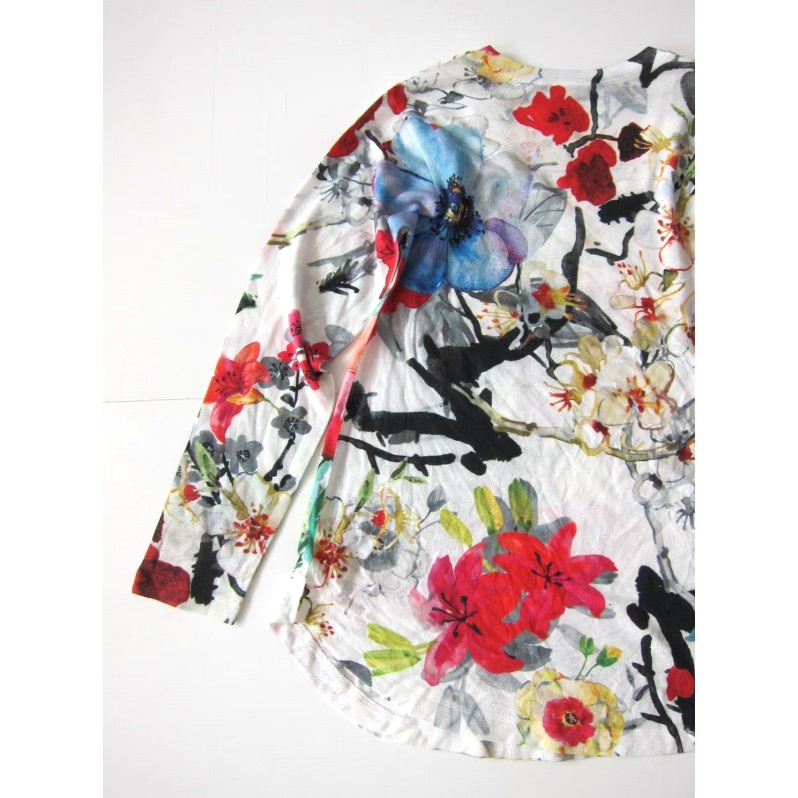 Soft Surroundings Soft Surroundings Sweater Women V-Neck Long Sleeve White Floral Medium Size M / US 6-8 / IT 42-44 - 5 Thumbnail