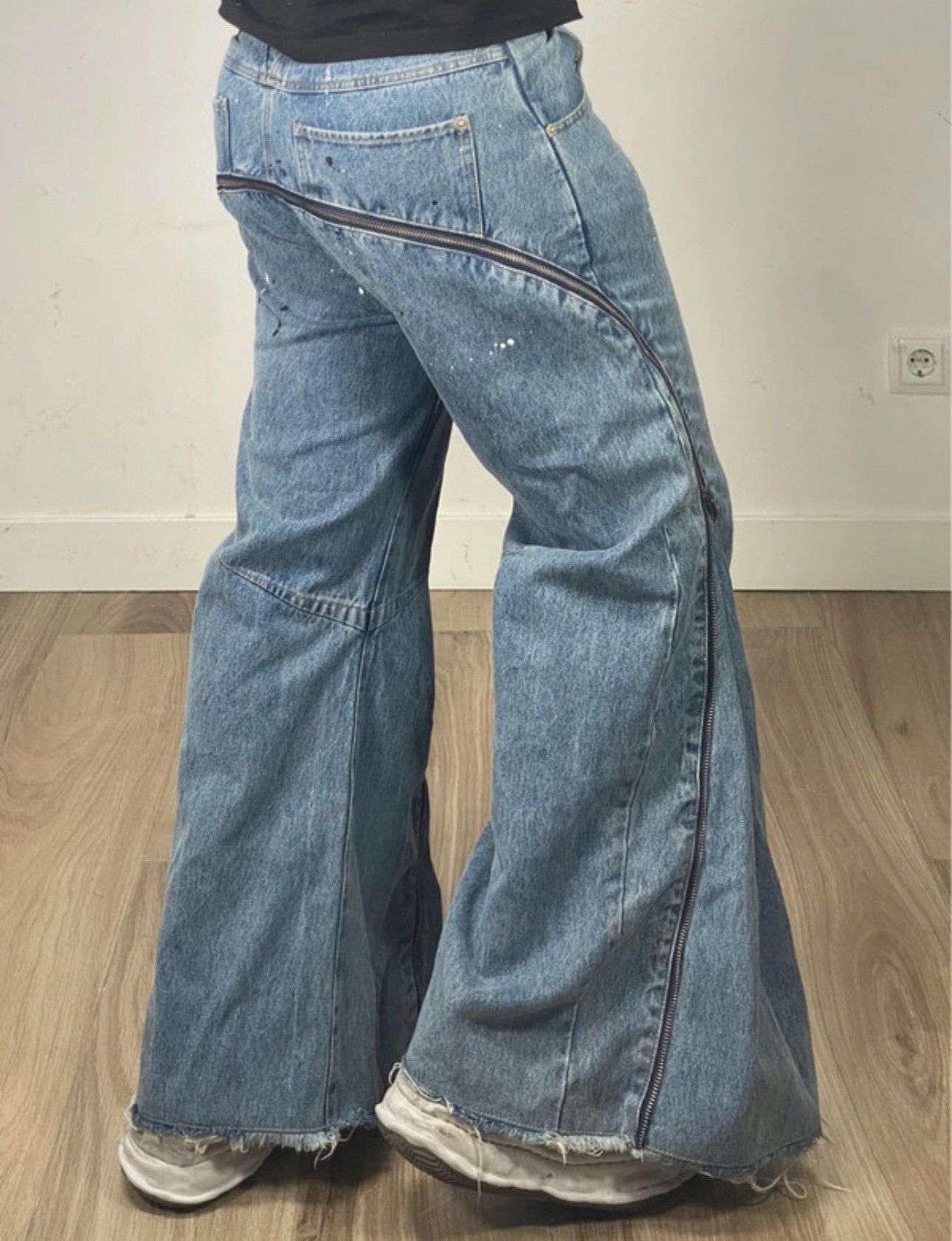 Japanese Brand Paynestar Heroin Zip Baggy Flared Denim Pants Bolan Size US 32 / EU 48 - 6 Thumbnail