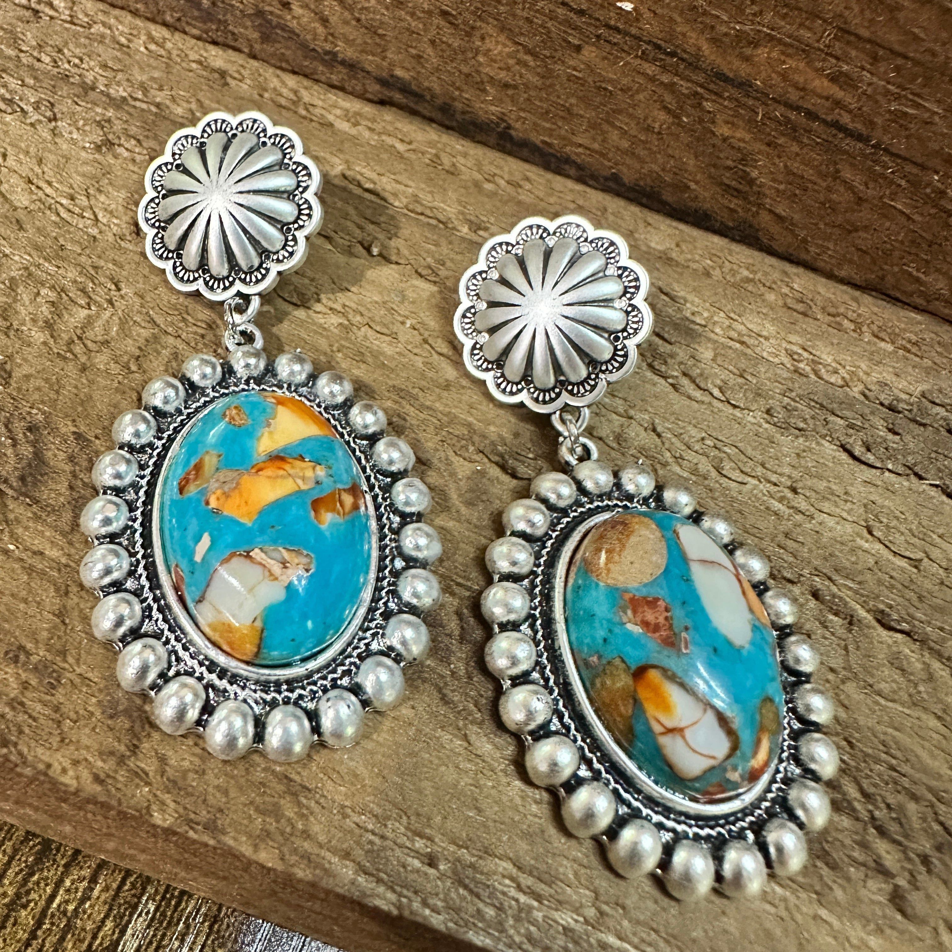 Other Oval Gemstone Post Earrings for Elegance, Boho Southwestern Size ONE SIZE - 4 Thumbnail