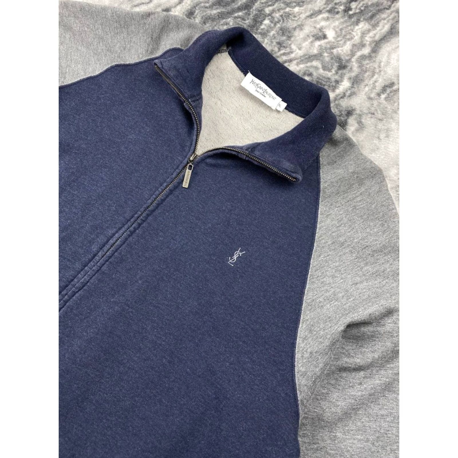 Yves Saint Laurent Yves Saint Laurent Sweatshirt Zip Up Jacket YSL 90s Men Size M Blue/C Gray Logo 90s Mens Sweatshirt Size US M / EU 48-50 / 2 - 7 Thumbnail