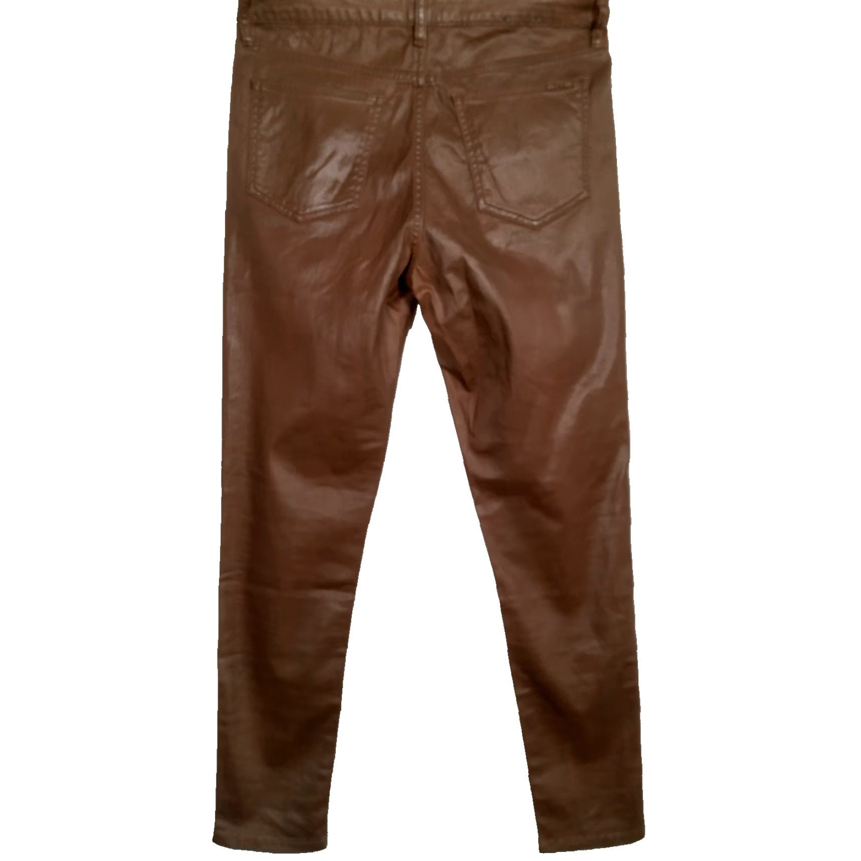 Ralph Lauren VINTAGE Lauren Ralph Lauren Skinny Ankle Pants Size 8 Brown Coated Faux Leather Casual Womens Size 30" / US 8 / IT 44 - 2 Thumbnail