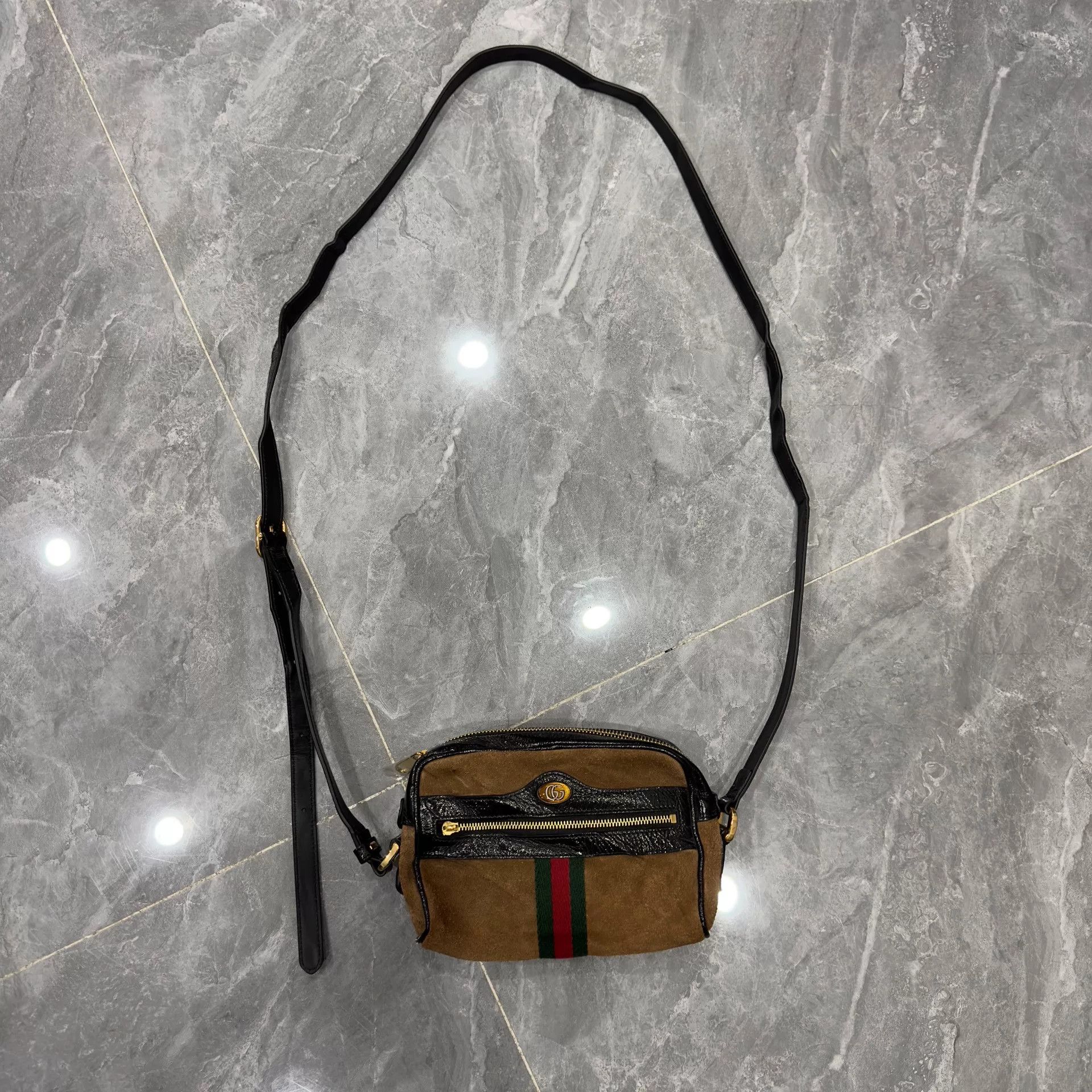 Gucci Gucci Ophidia Mocha Suede Shoulder Bag Size ONE SIZE - 1 Thumbnail