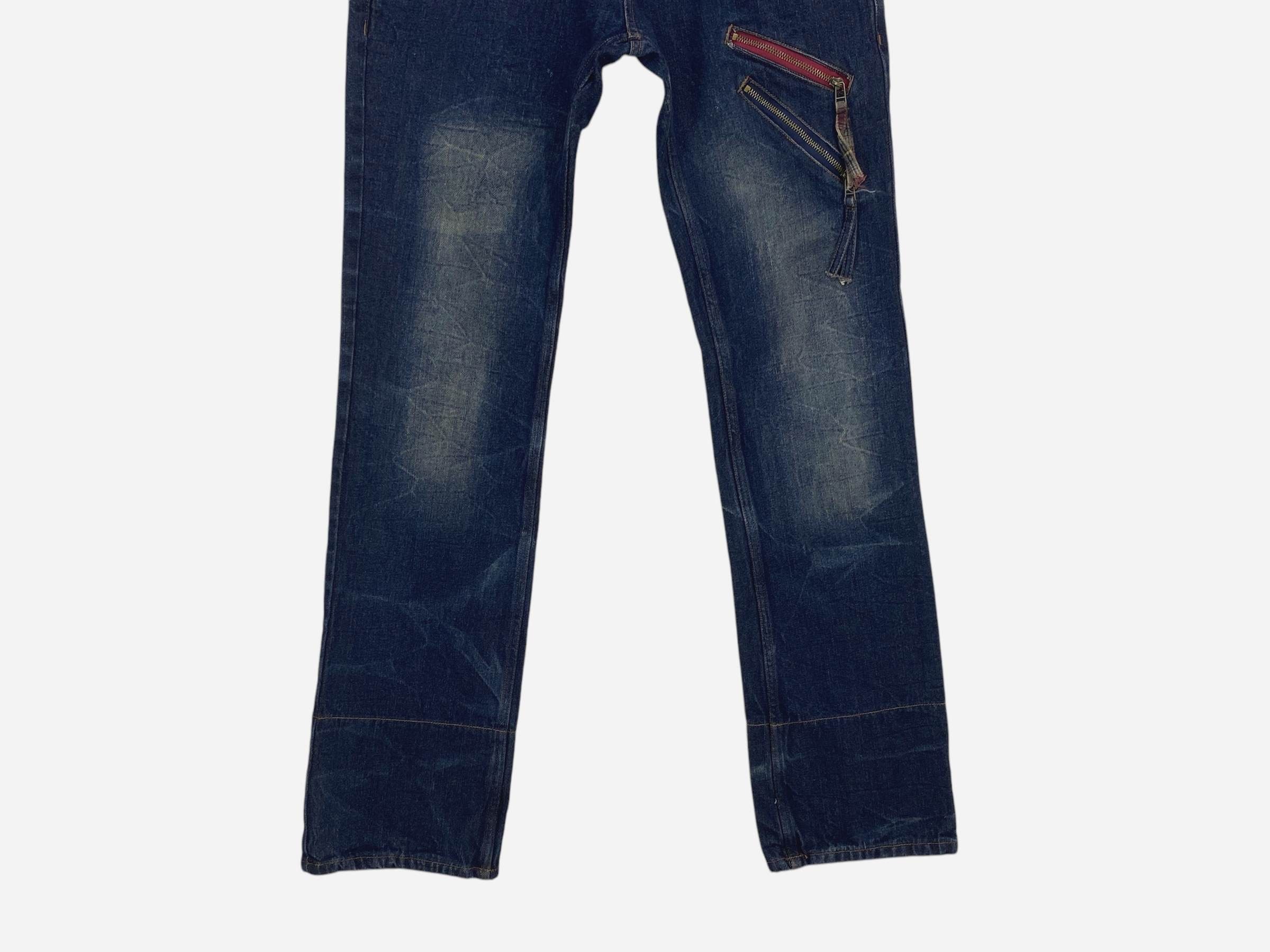 Japanese Brand Double Focus Double Waist Light Wash Denim Size US 31 - 4 Thumbnail
