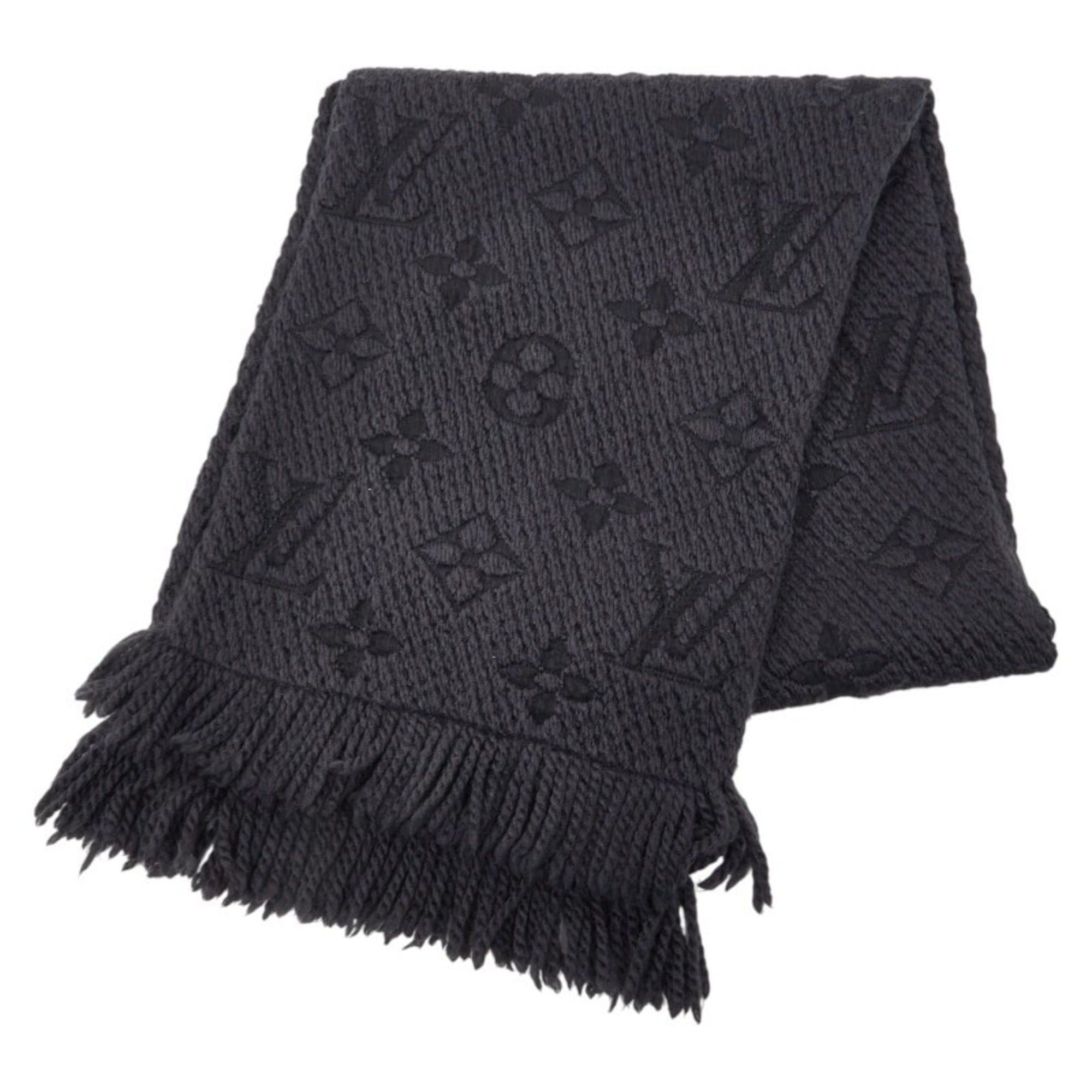 Louis Vuitton Louis Vuitton Monogram Echarpe Logomania Scarf 413287 Black Wool and Silk Women's LOUIS VUITTON Size ONE SIZE - 1 Thumbnail