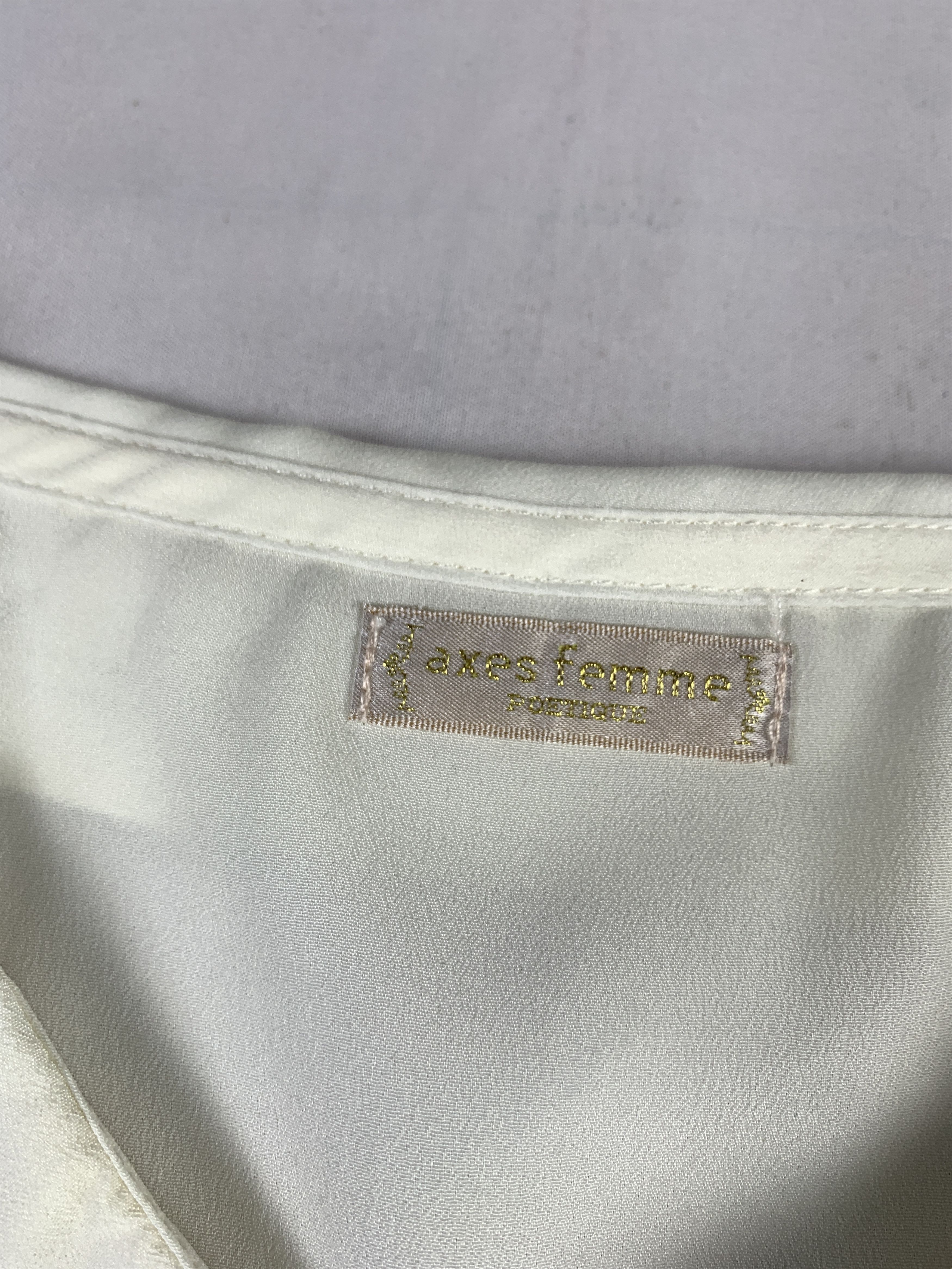 Japanese Brand axes Femme White Maid School Sheer Blouse (M) Size M / US 6-8 / IT 42-44 - 7 Thumbnail