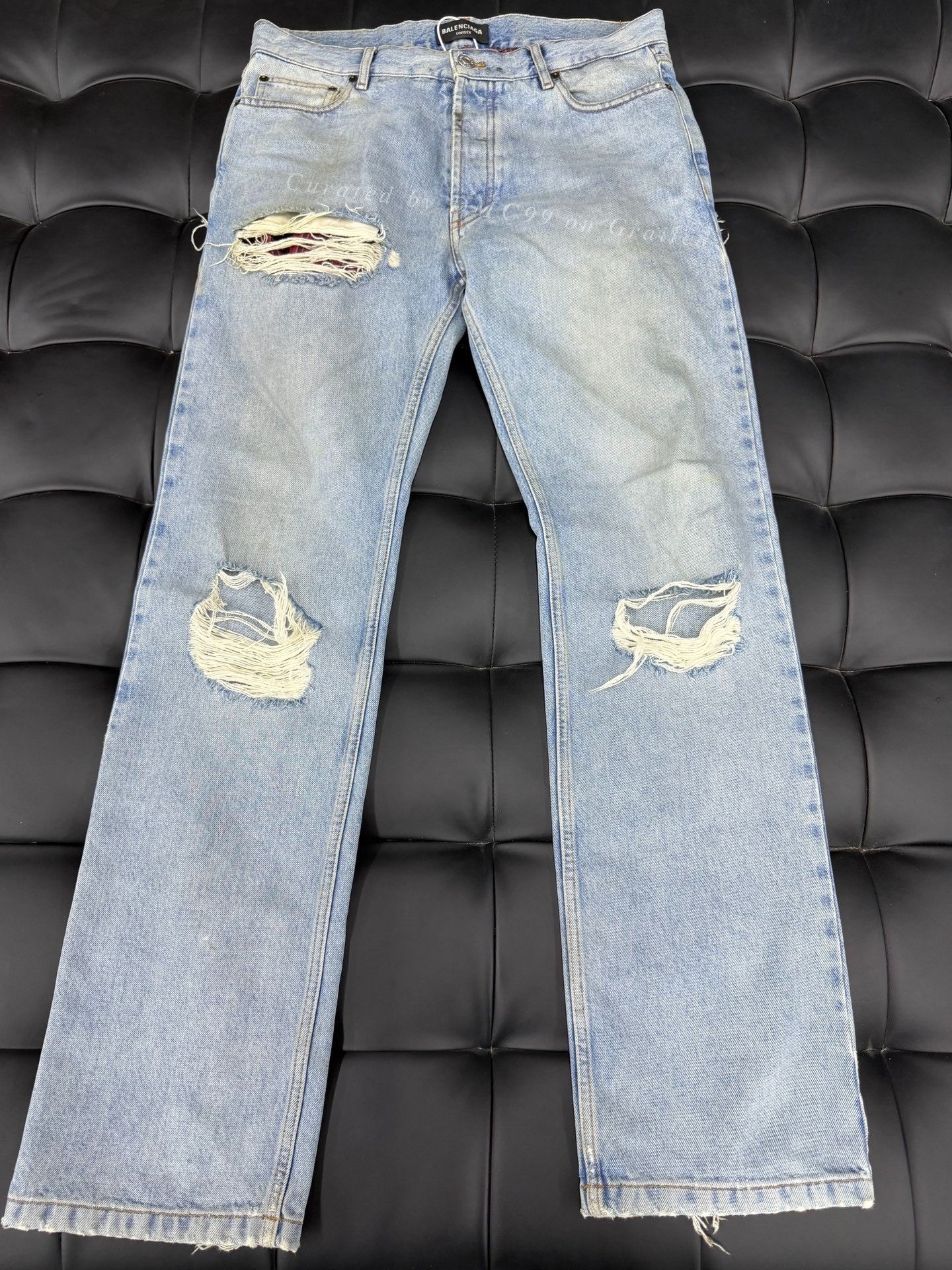 Balenciaga Balenciaga FW21 Destroyed Straight Jeans Size US 29 - 1 Thumbnail