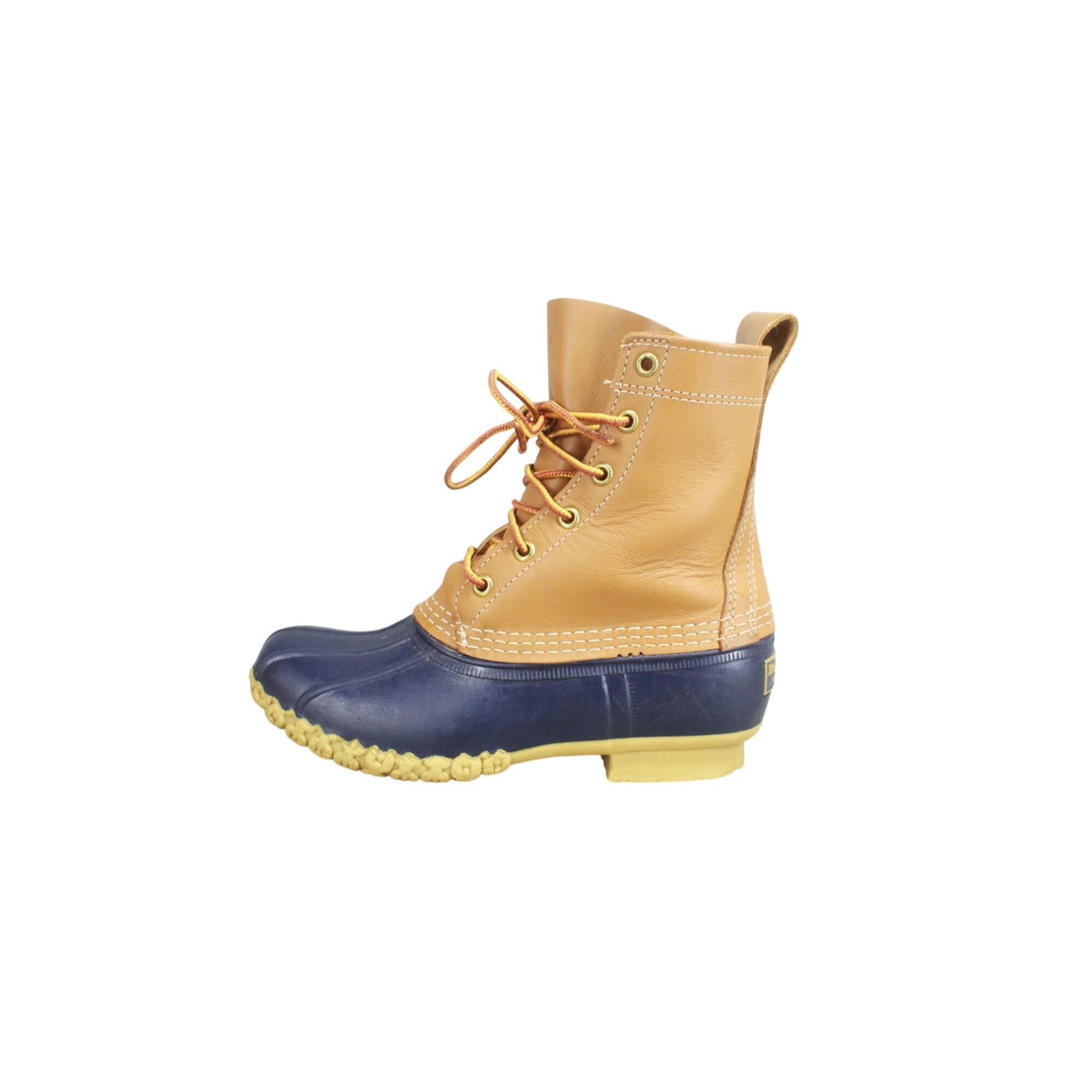 L.L. Bean LL Bean Navy Brown Leather Lace Up Waterproof Duck Boots Size US 6 / IT 36 - 1 Thumbnail