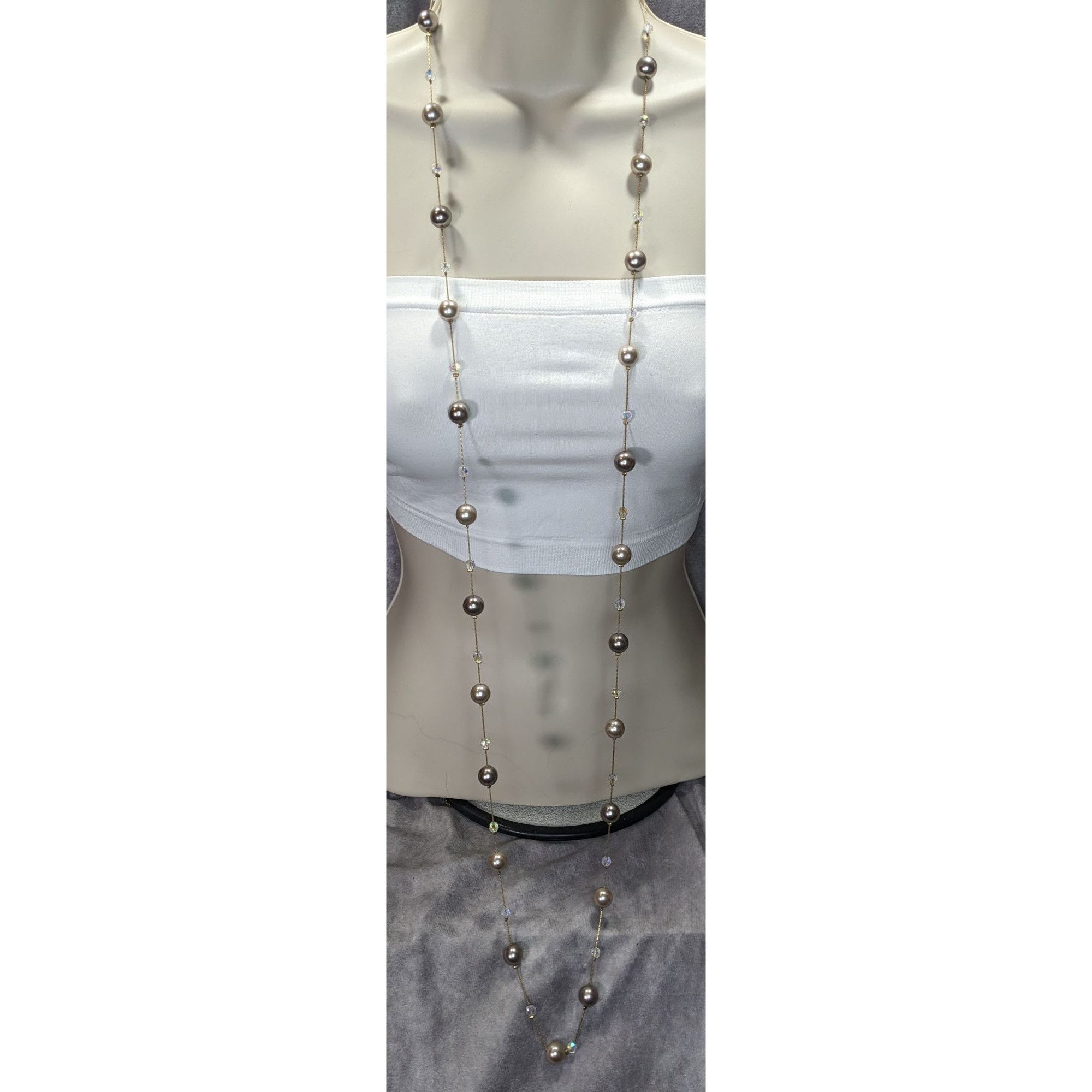 Other Lia Sophia Caramelo Long Necklace With Faux Pearls And Iride Size ONE SIZE - 1 Thumbnail