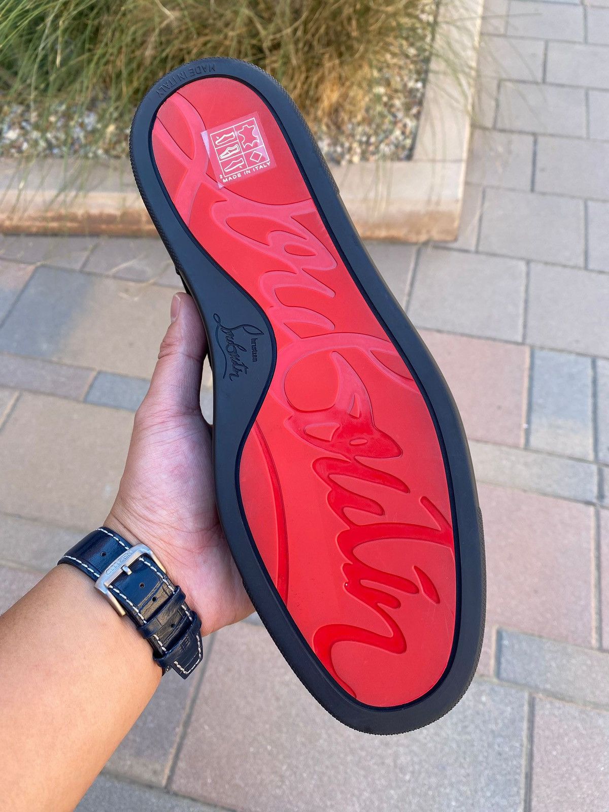 Christian Louboutin oc11z0625 Louis Junior Spikes Flat in Black Size US 11.5 / EU 44-45 - 10 Thumbnail
