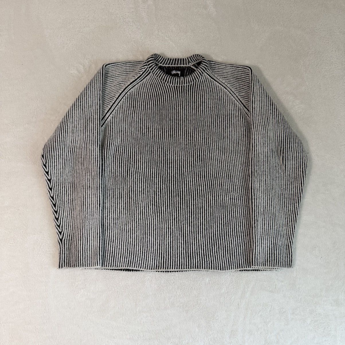 Stussy Stussy contrast rib sweater black/white | Grailed