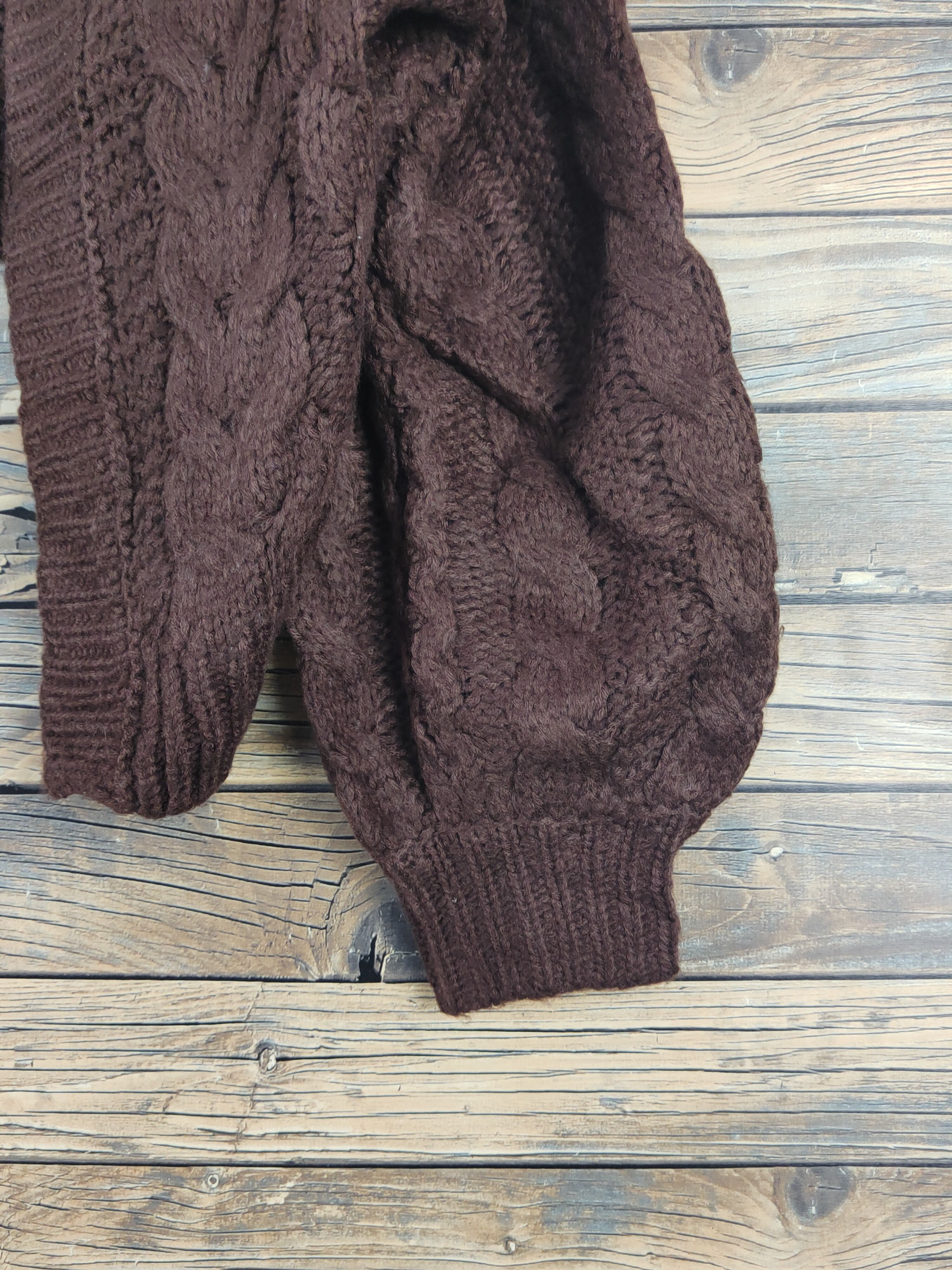 Aran Isles Knitwear Earth Music&Ecology Brown Knitwear Crop Tops Cardigan #W1743 Size L / US 10 / IT 46 - 6 Thumbnail