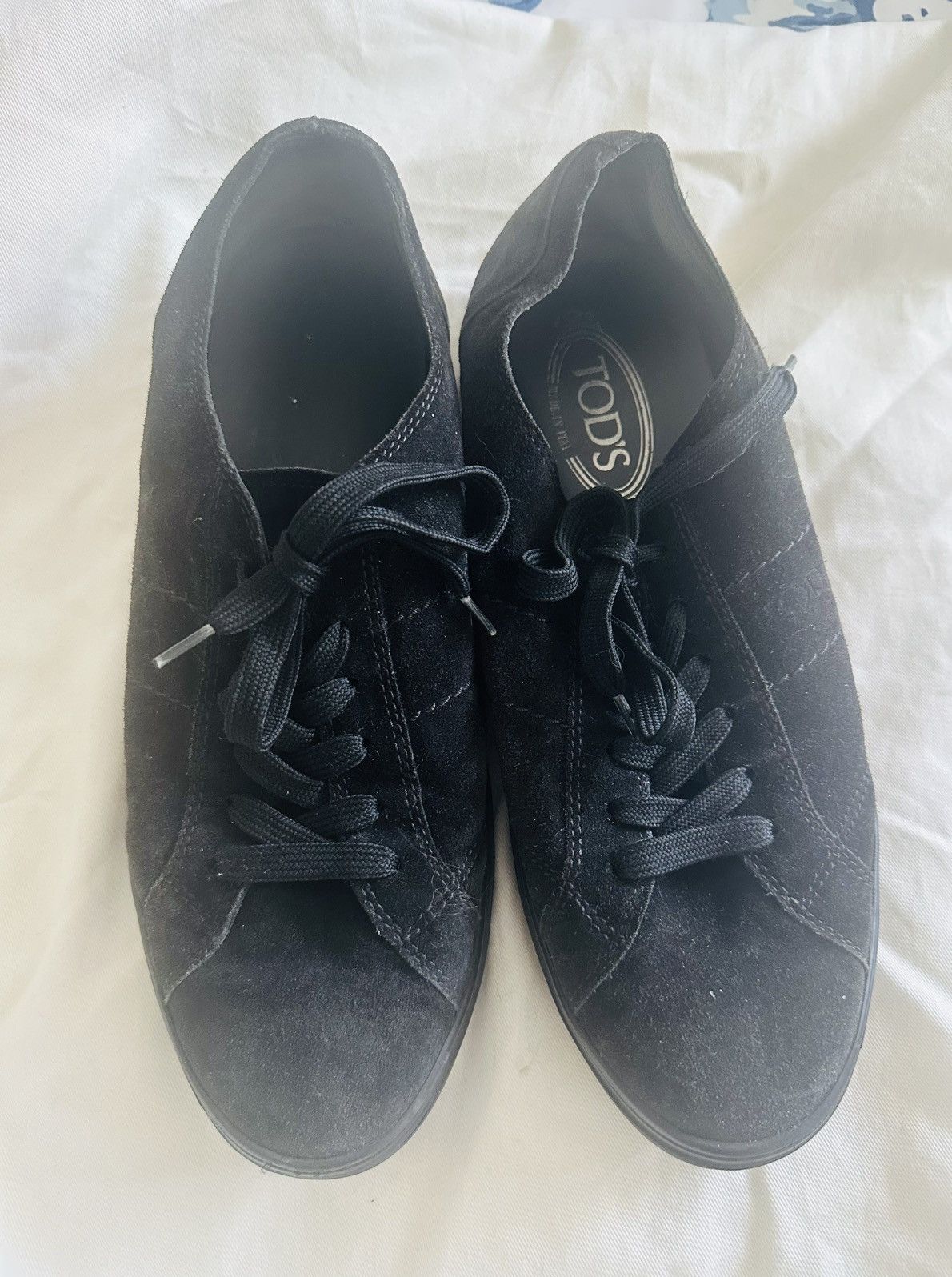 Tod's Tod’s Black Suede Lace-Up Sneakers Trainers Size US 7.5 / EU 40-41 - 1 Thumbnail