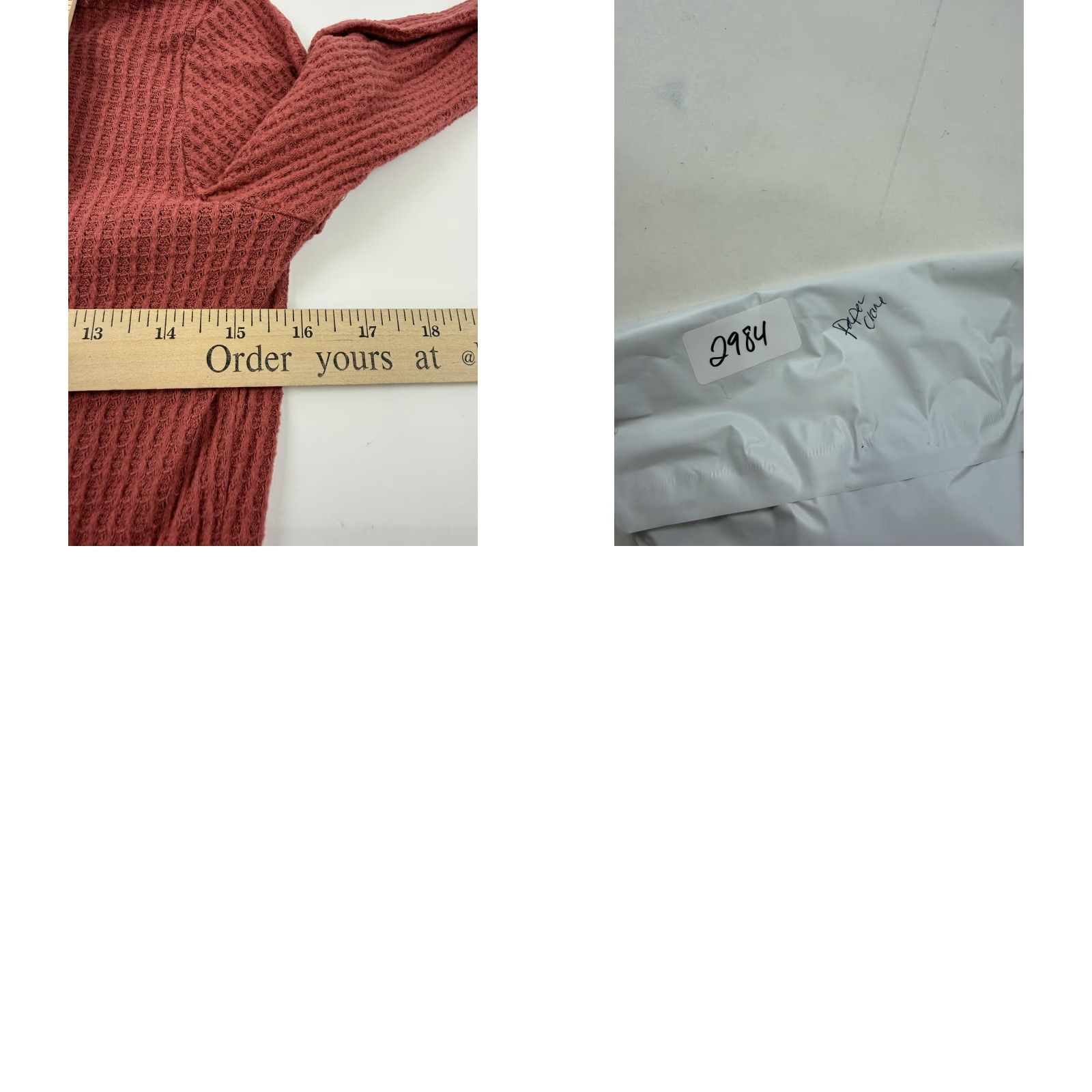 Vintage Paper Crane Shirt Womens XS Red Waffle Knit Henley Long Sleeve Front Tie Top Size XS / US 0-2 / IT 36-38 - 8 Thumbnail